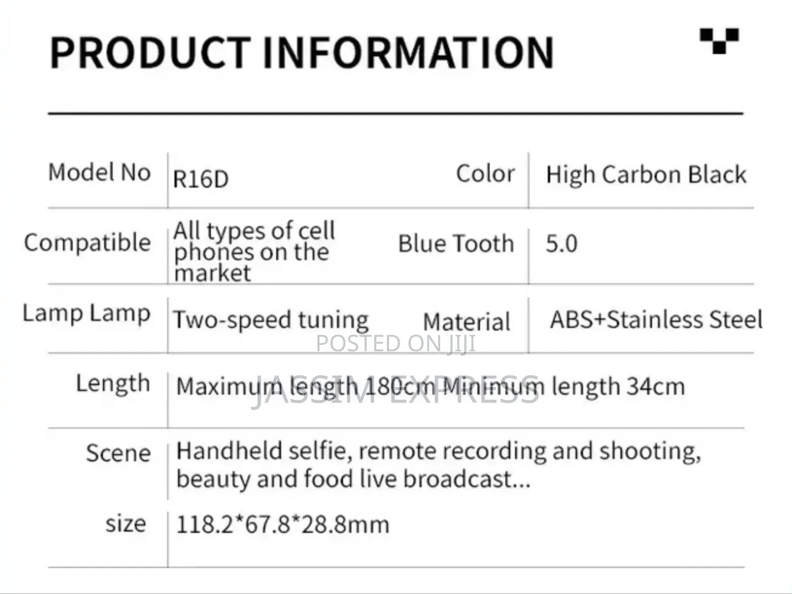 ቁመቱ እስከ 1.7 Meter መርዘም የሚቺል Selfi Stick Tripod With Light