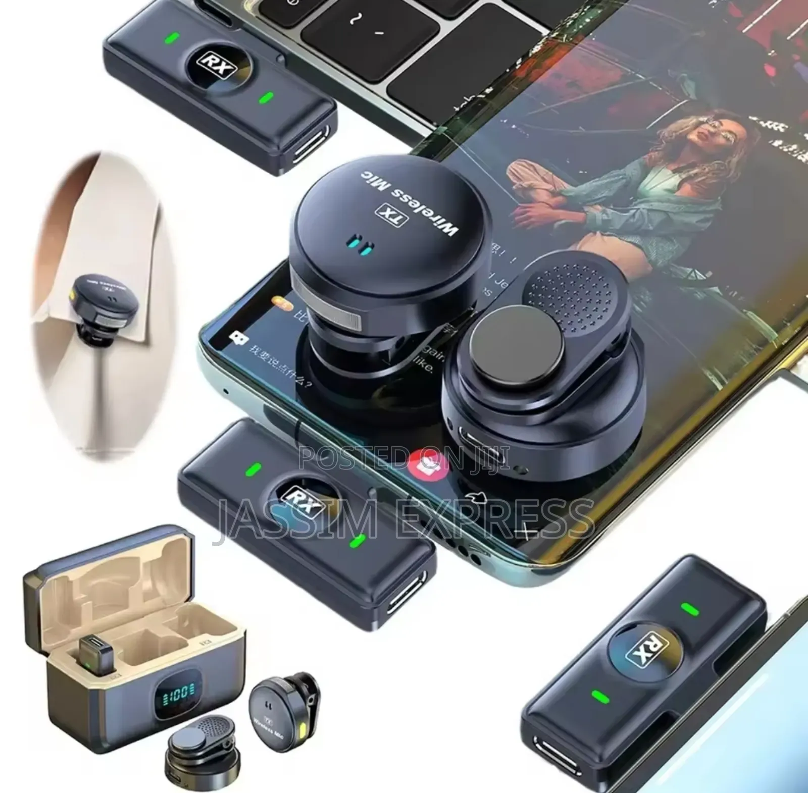 Wireless Magnetic Button Collar Microphone 40h Battery Lavalier Mic