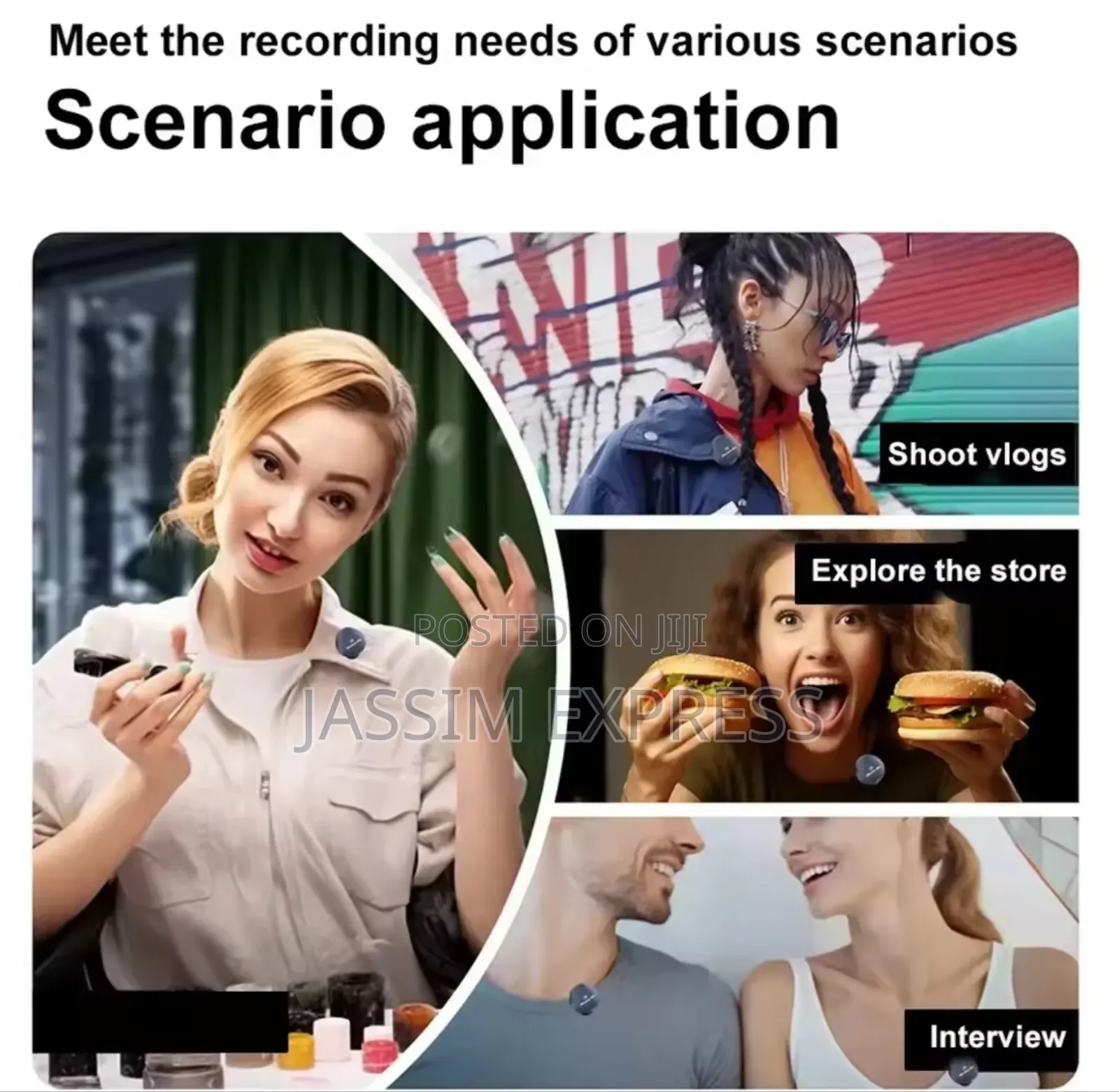 Wireless Magnetic Button Collar Microphone 40h Battery Lavalier Mic