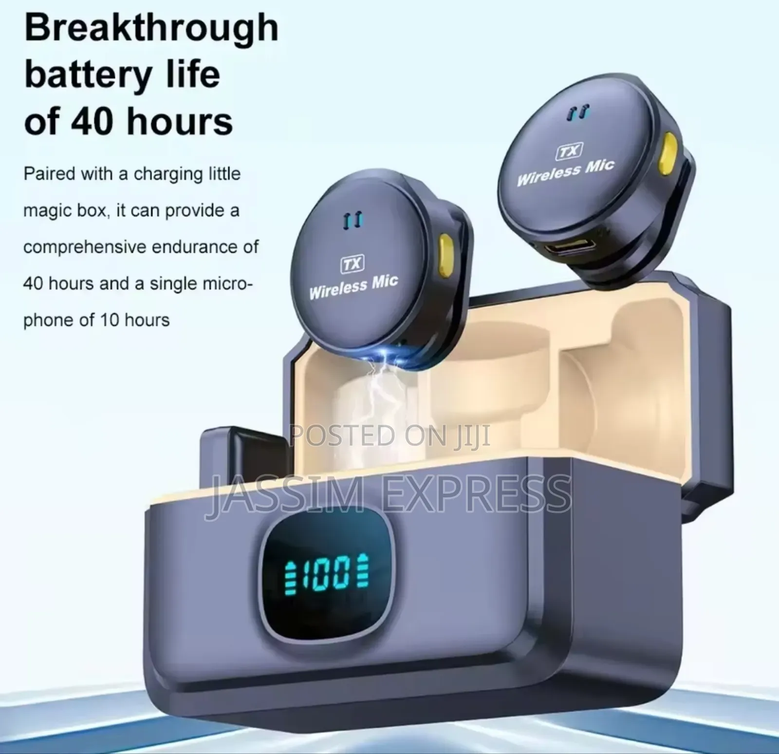 Wireless Magnetic Button Collar Microphone 40h Battery Lavalier Mic