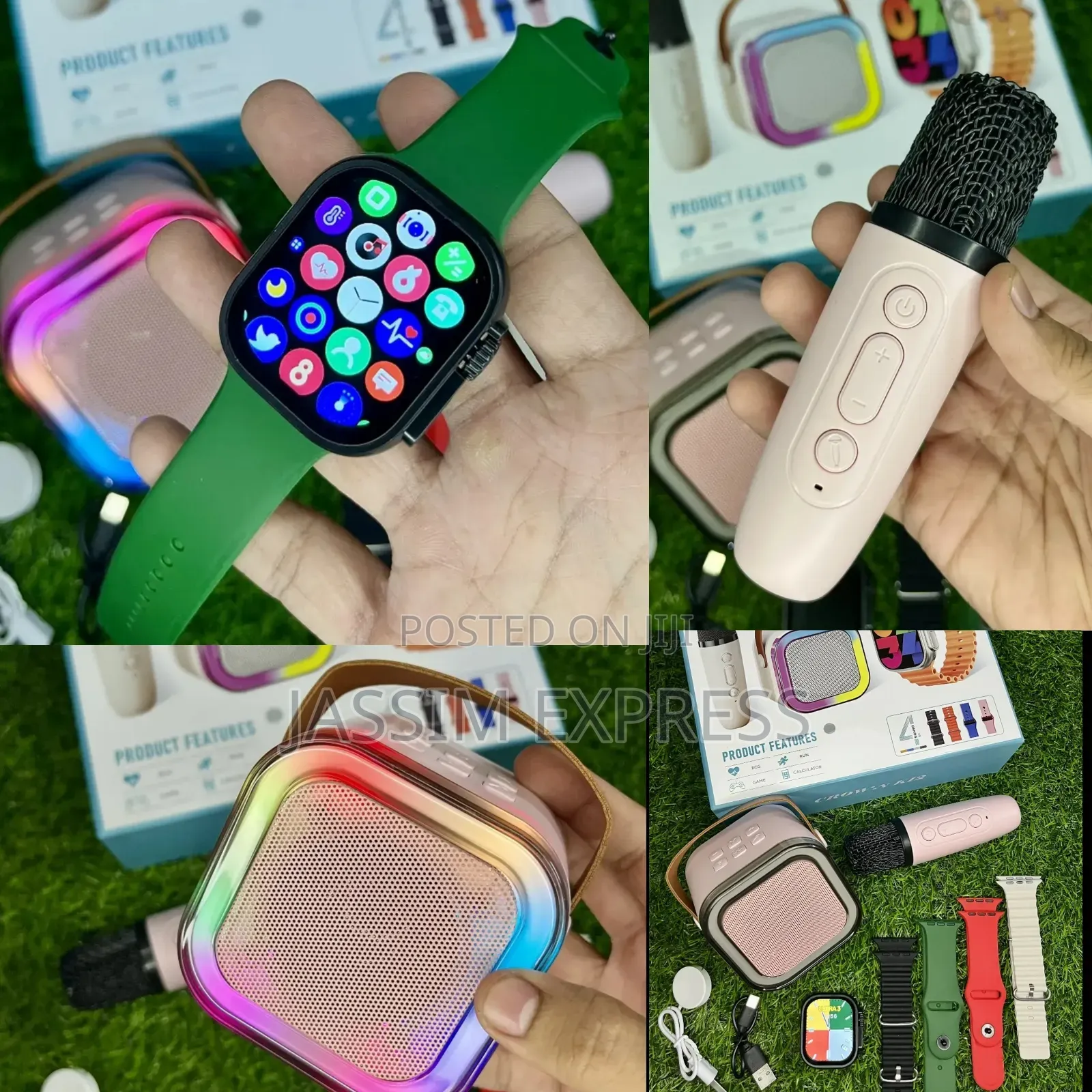 Smart Watch + Microphone + Speaker + 4 Extra Strap (4 in 1)
