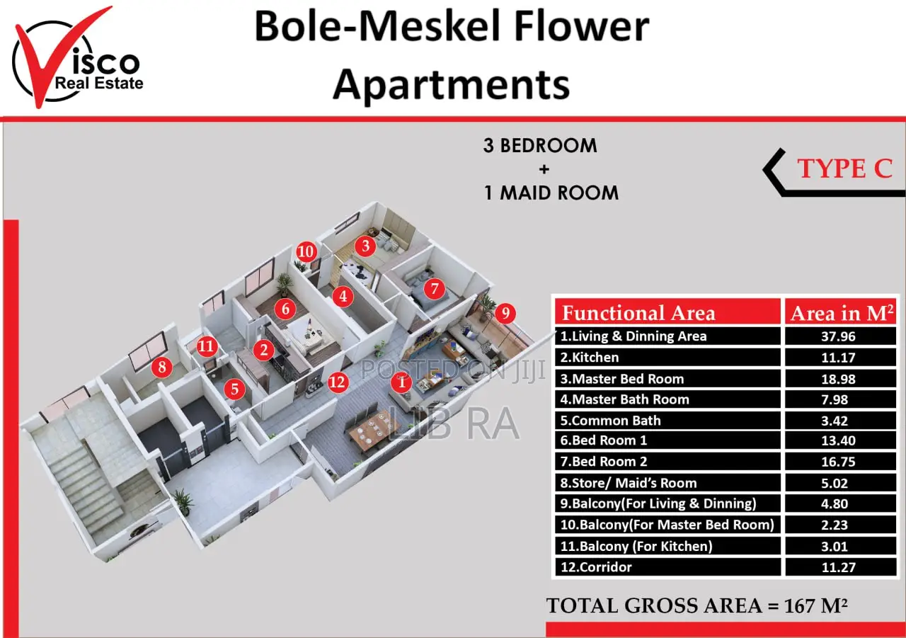 Furnished 3bdrm Apartment in Visco Realestate, Bole for sale