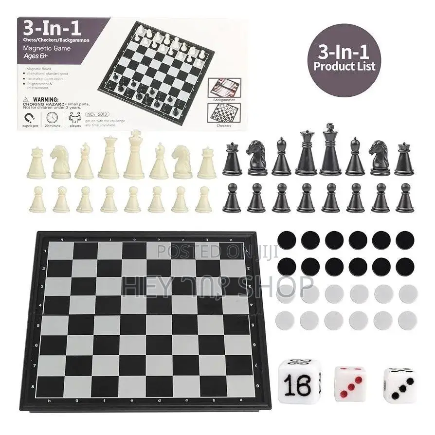 3 in 1 Magnetic Chess / 3 በ1 የቼዝ መጫወቻ