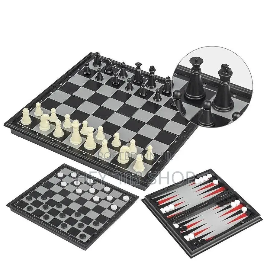 3 in 1 Magnetic Chess / 3 በ1 የቼዝ መጫወቻ