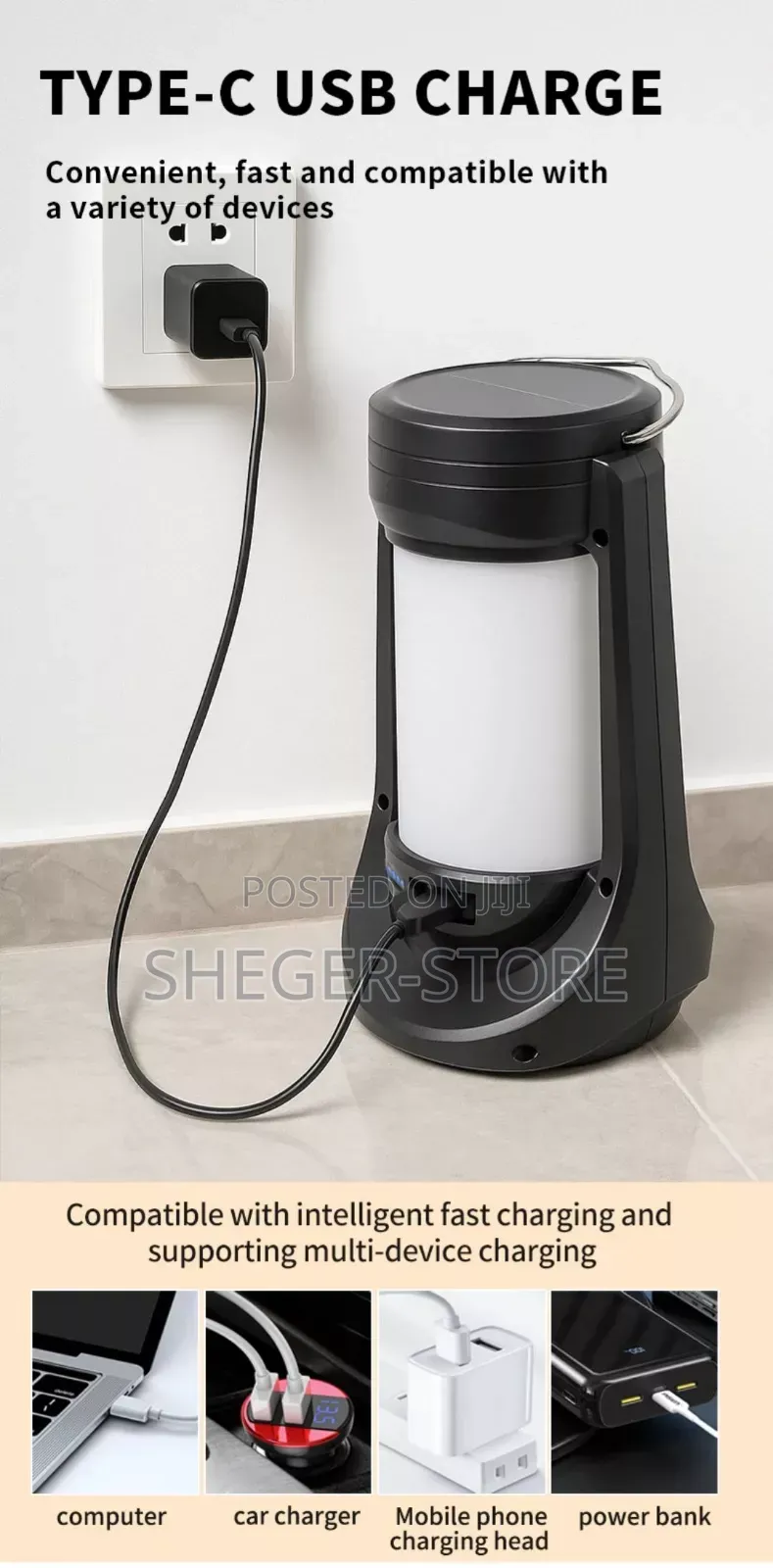 Flickeringsolar Camping Light( በፀሃይ ብርሃንና በኤሌክትሪክ ቻርጅ የሚደረግ ውሃ የማያስገባ)