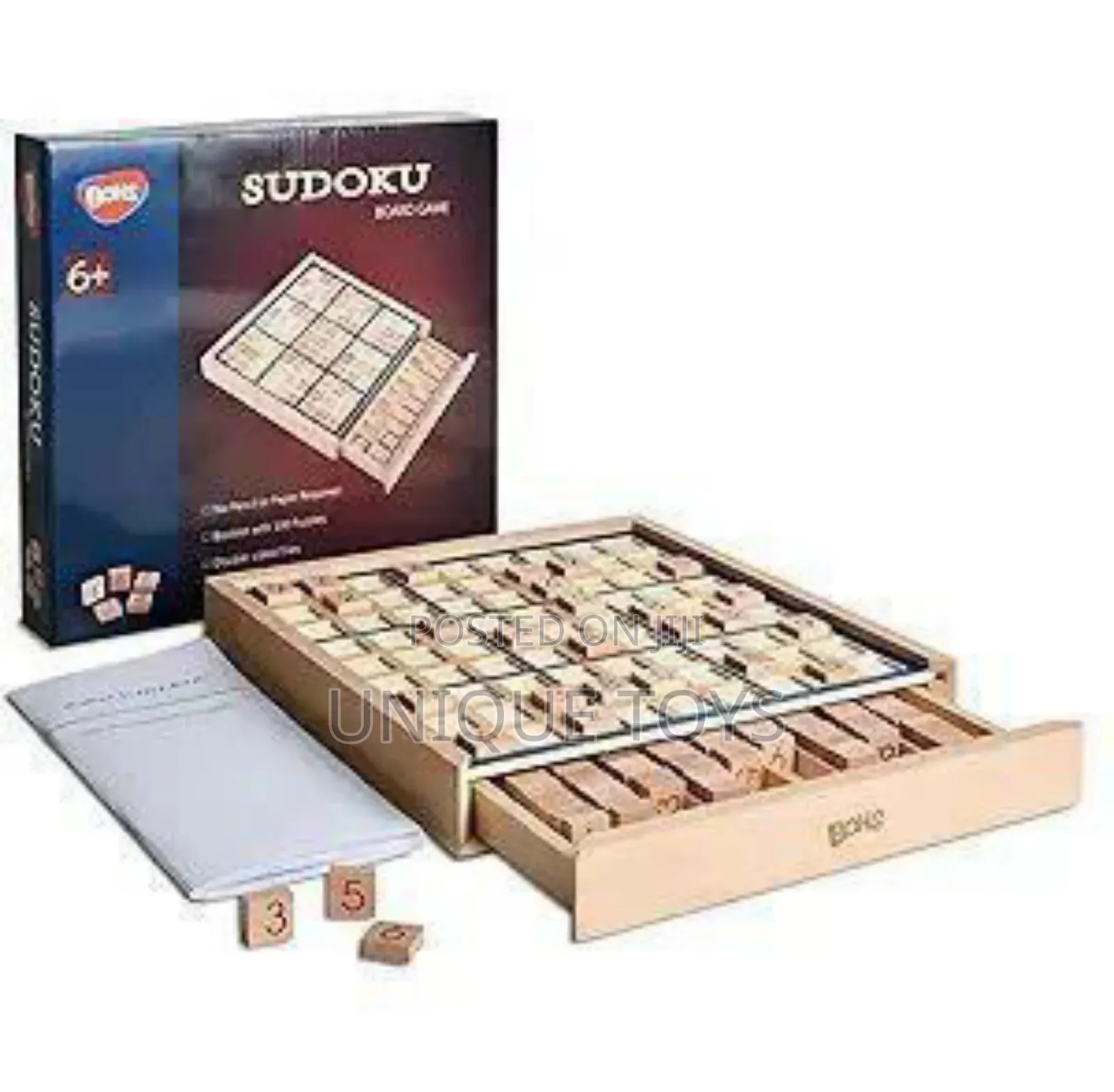 Wooden Sudoku Board Game With Drawer + 100 Puzzle Book