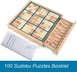 Wooden Sudoku Board Game With Drawer + 100 Puzzle Book