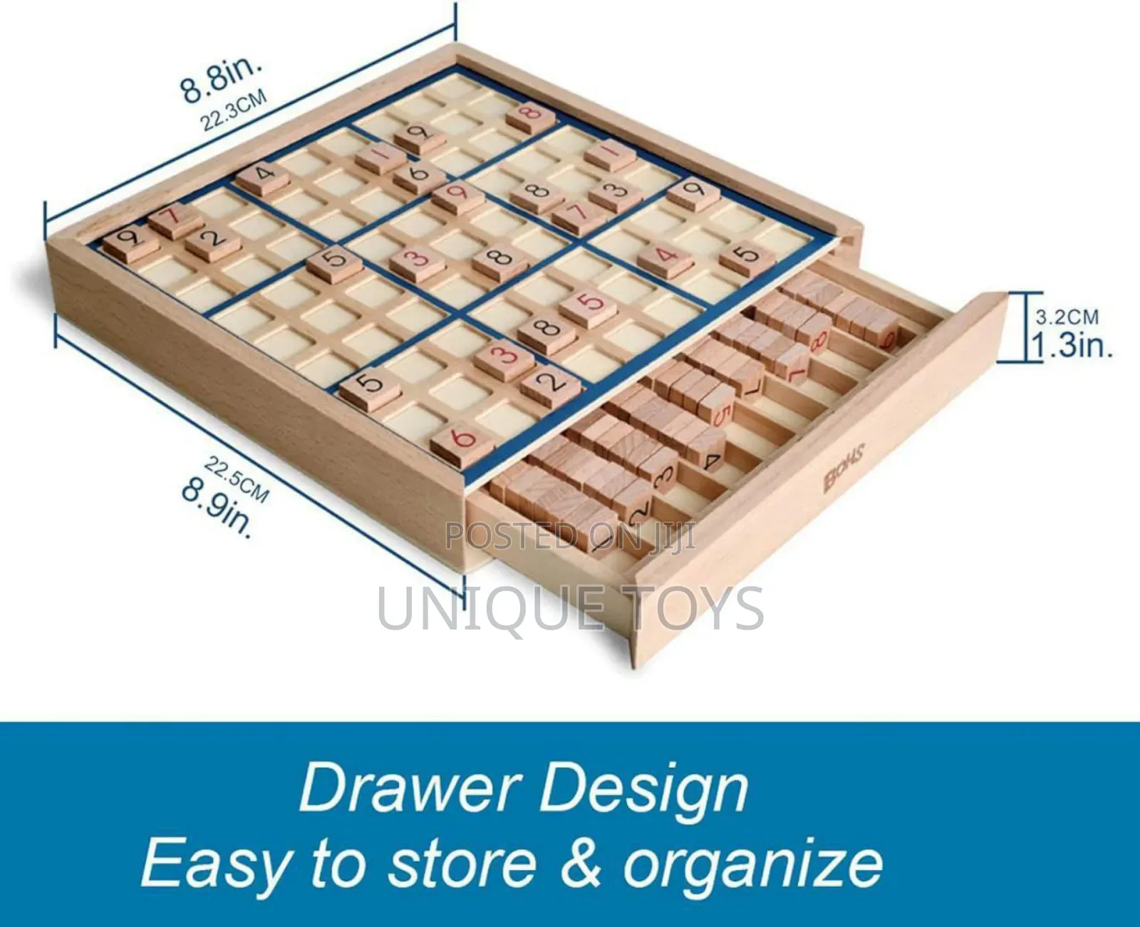 Wooden Sudoku Board Game With Drawer + 100 Puzzle Book