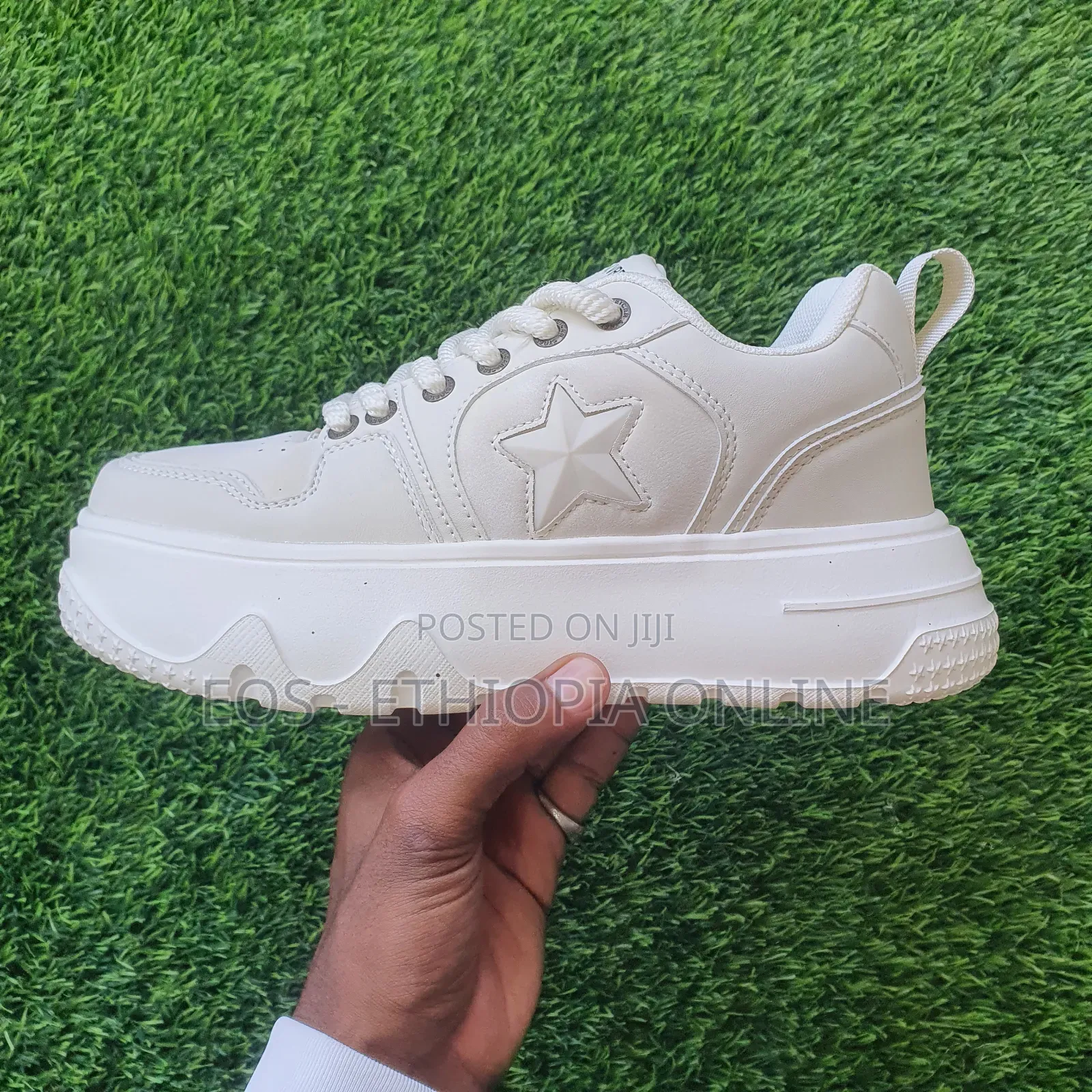 New White Platform Chunky Sole Unisex Sneakers [On Hand]
