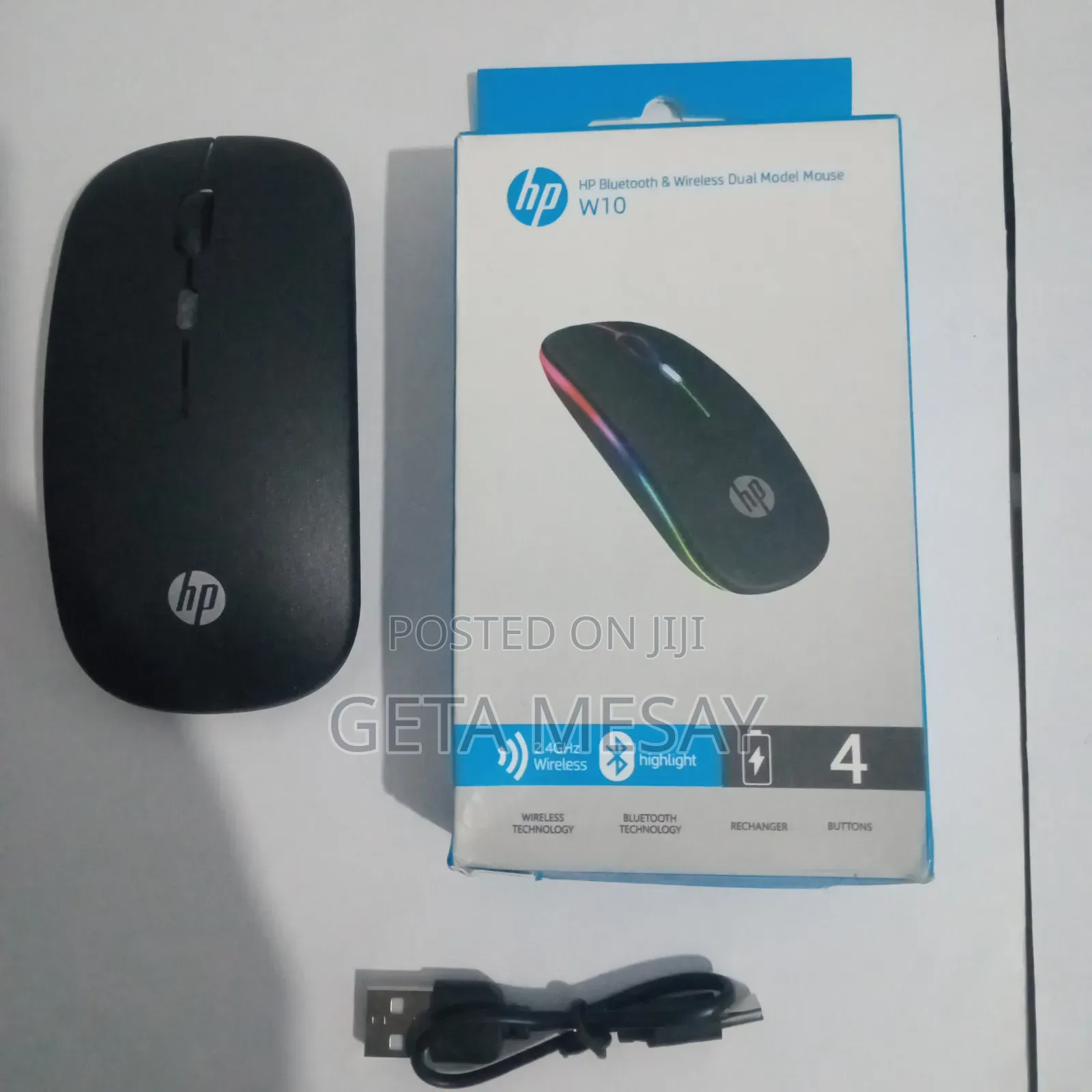 Hp W10 Bluetooth 2.4ghz Wireless Dual Mode Rechargeable Mouse
