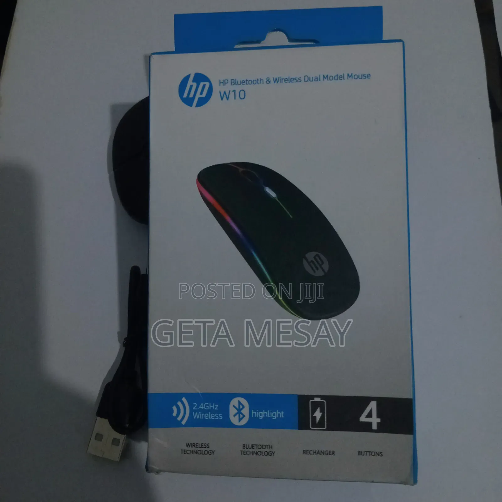 Hp W10 Bluetooth 2.4ghz Wireless Dual Mode Rechargeable Mouse