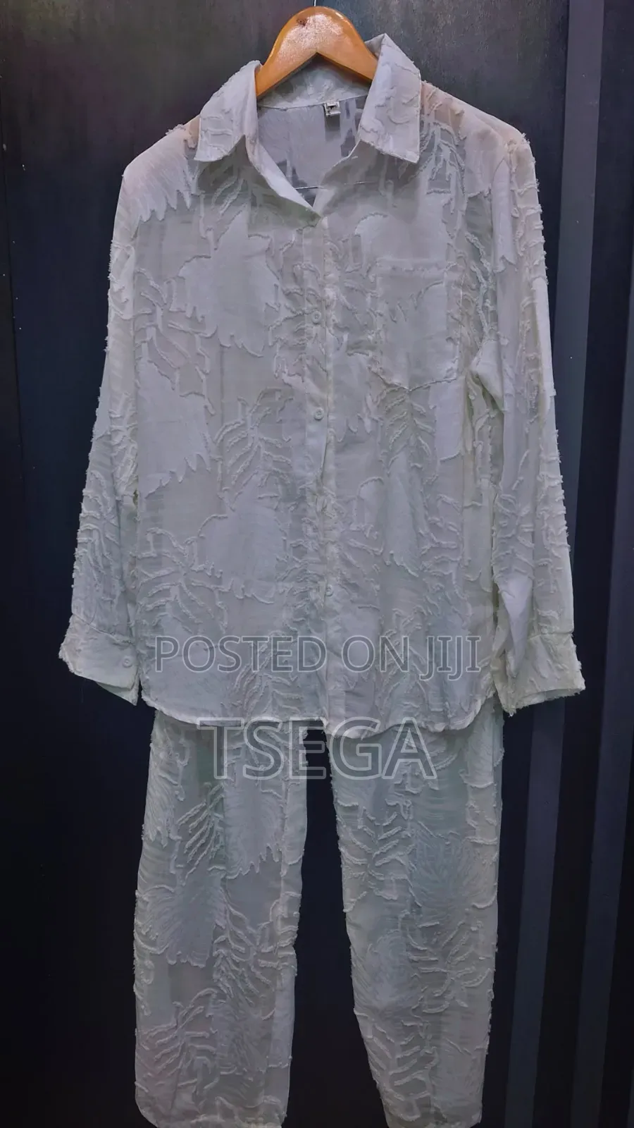 Two-Piece White Textured Outfit