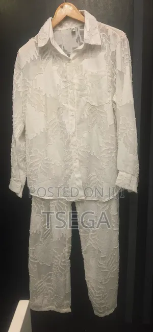 Two-Piece White Textured Outfit