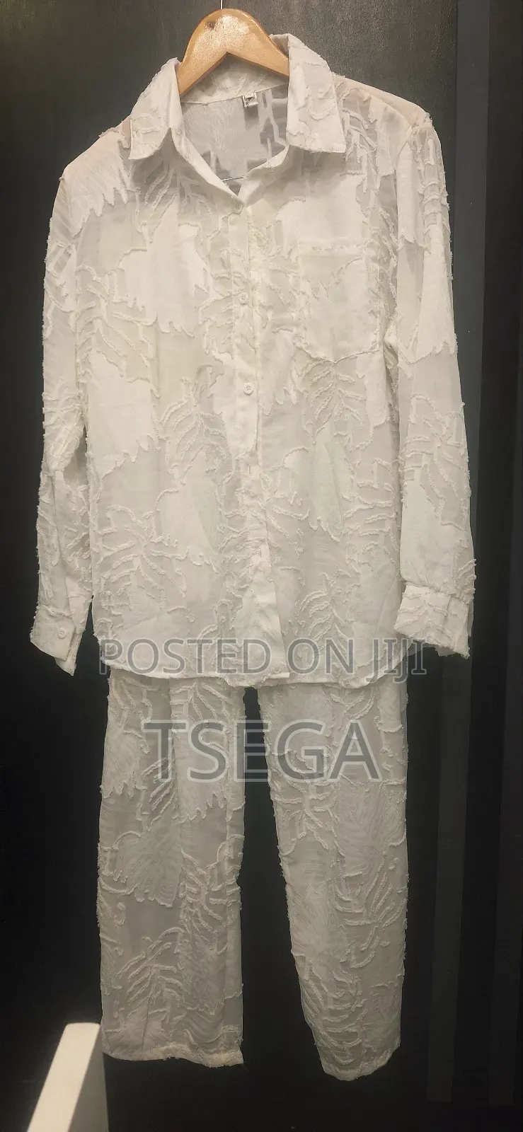 Two-Piece White Textured Outfit