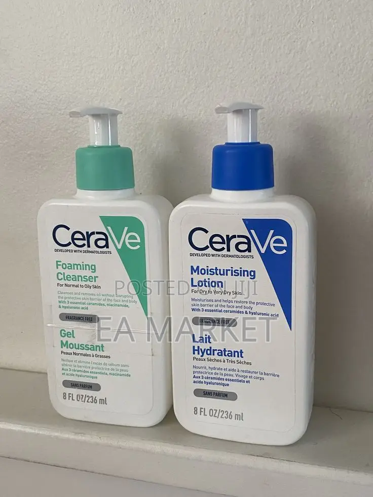 Cerave Foaming Facial Cleanser and Cerave Moisturizing Lotion