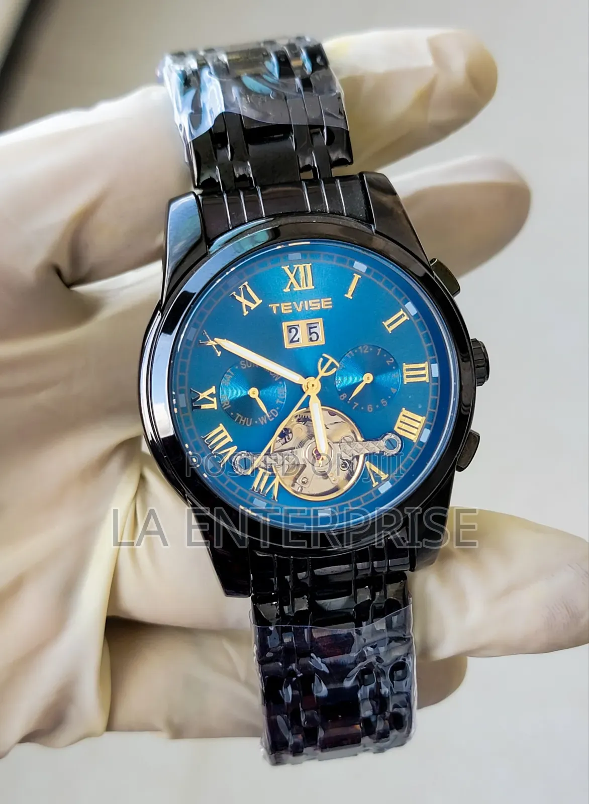 Tevise Black-Blue Luxurious Watch