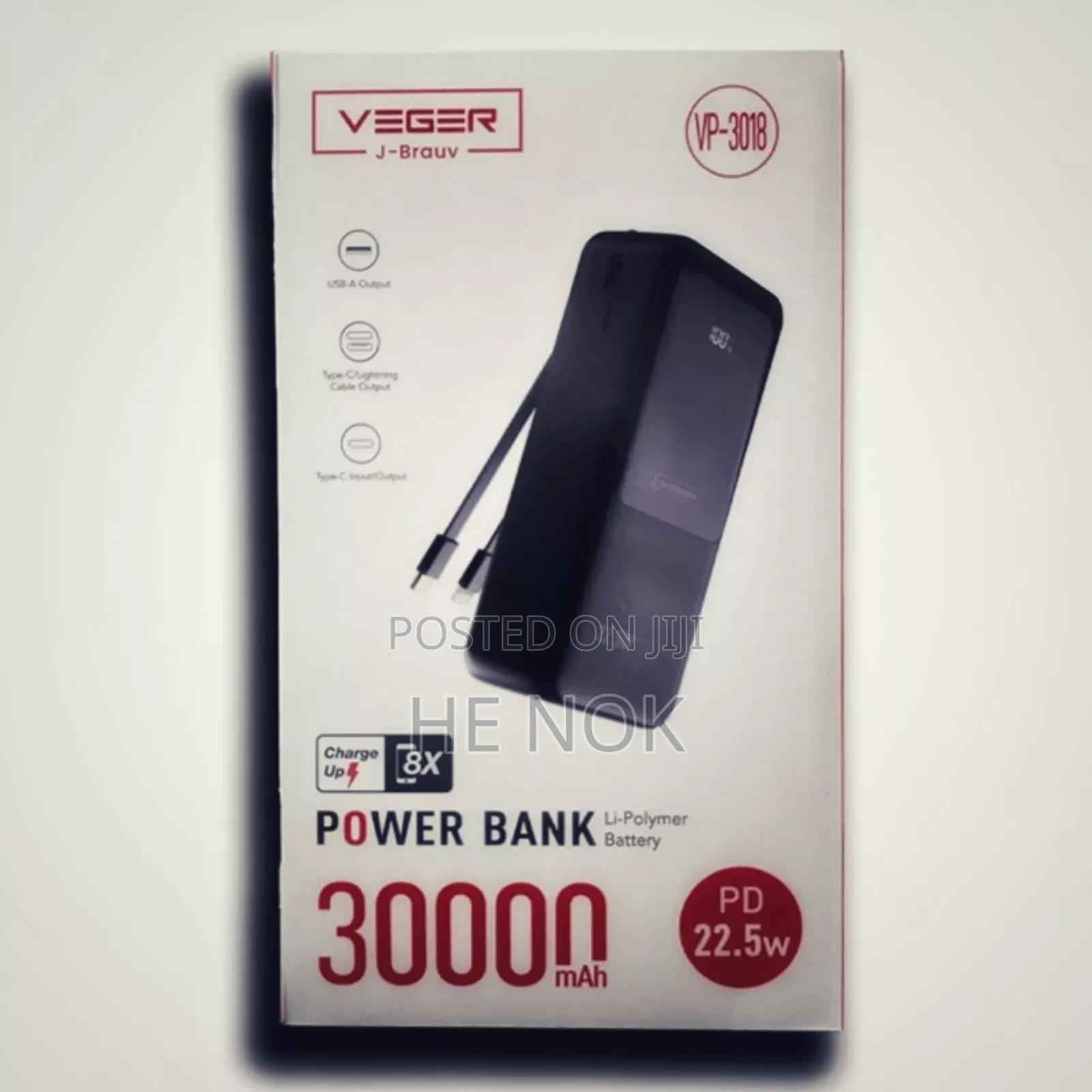 Original Veger 30000mah Pd 22.5w + Digital Power Display