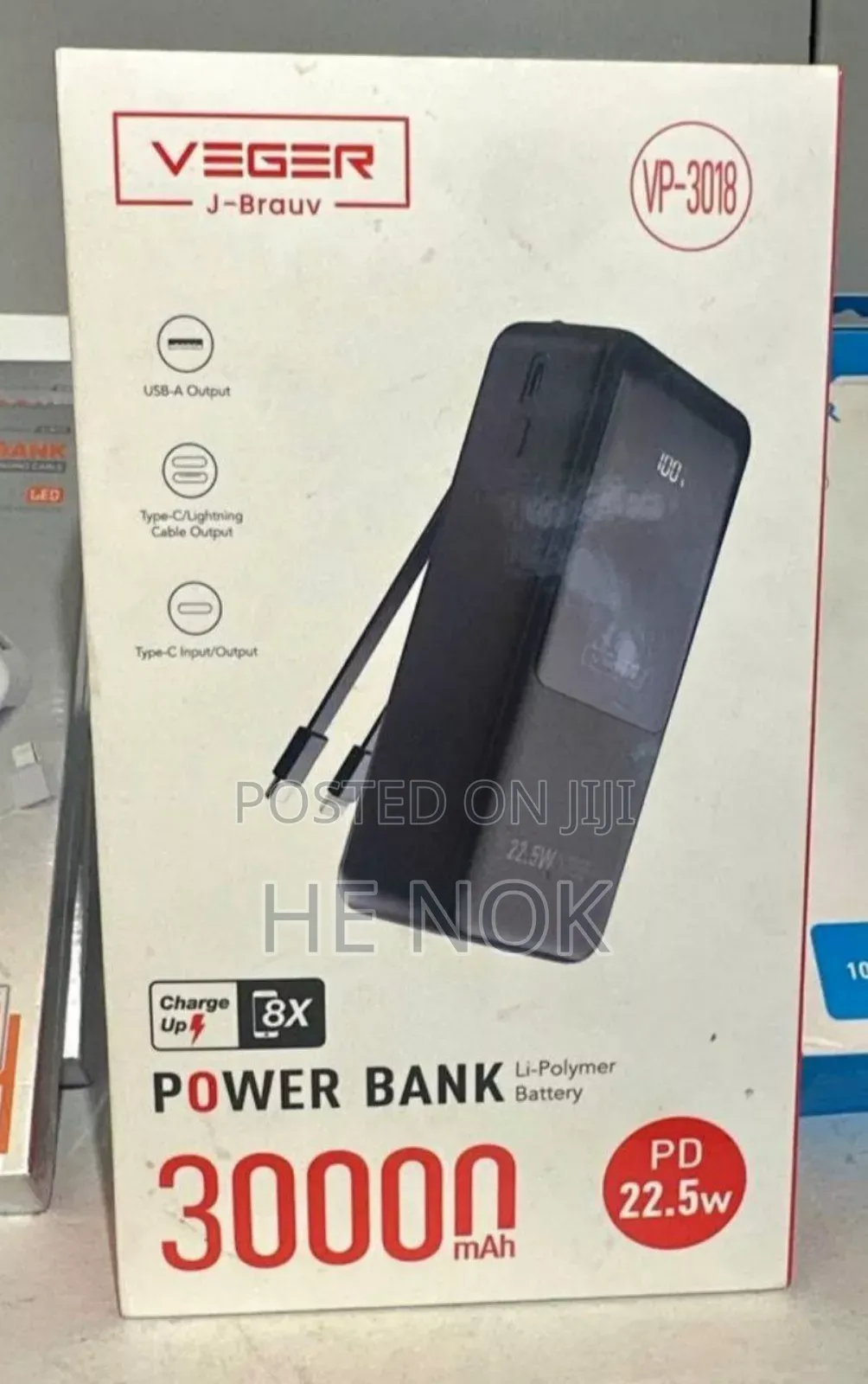 Original Veger 30000mah Pd 22.5w + Digital Power Display