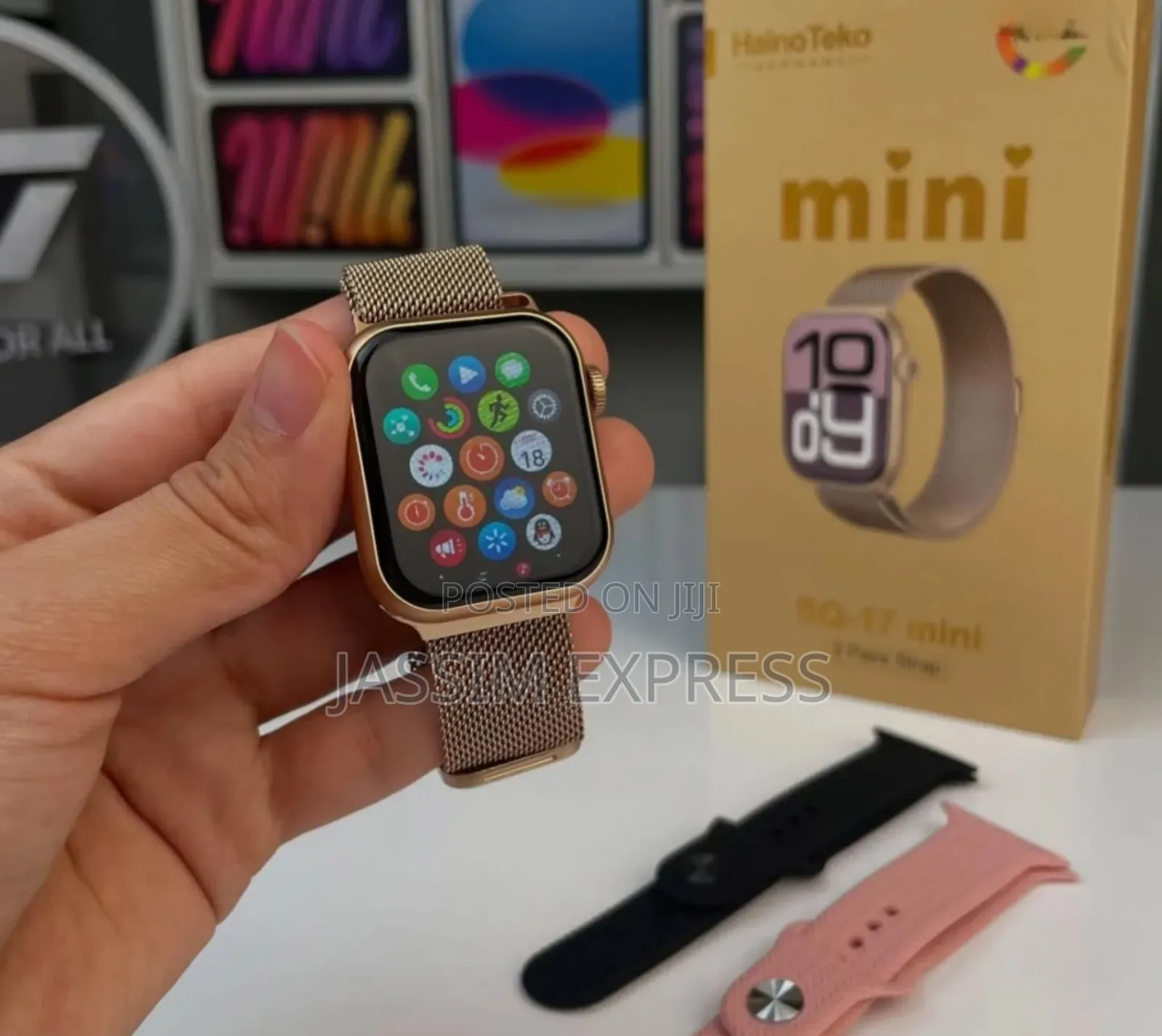 Hainoteko Germany Pink Mini የሴት Smart Watch With 3 Straps