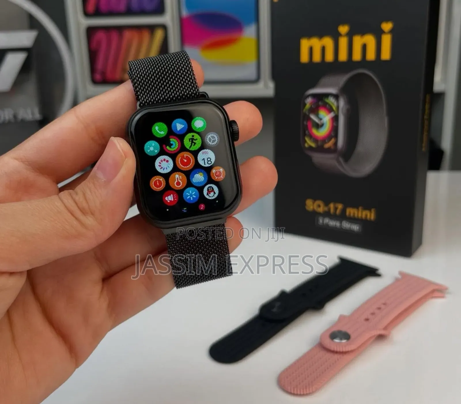 Hainoteko Germany Pink Mini የሴት Smart Watch With 3 Straps