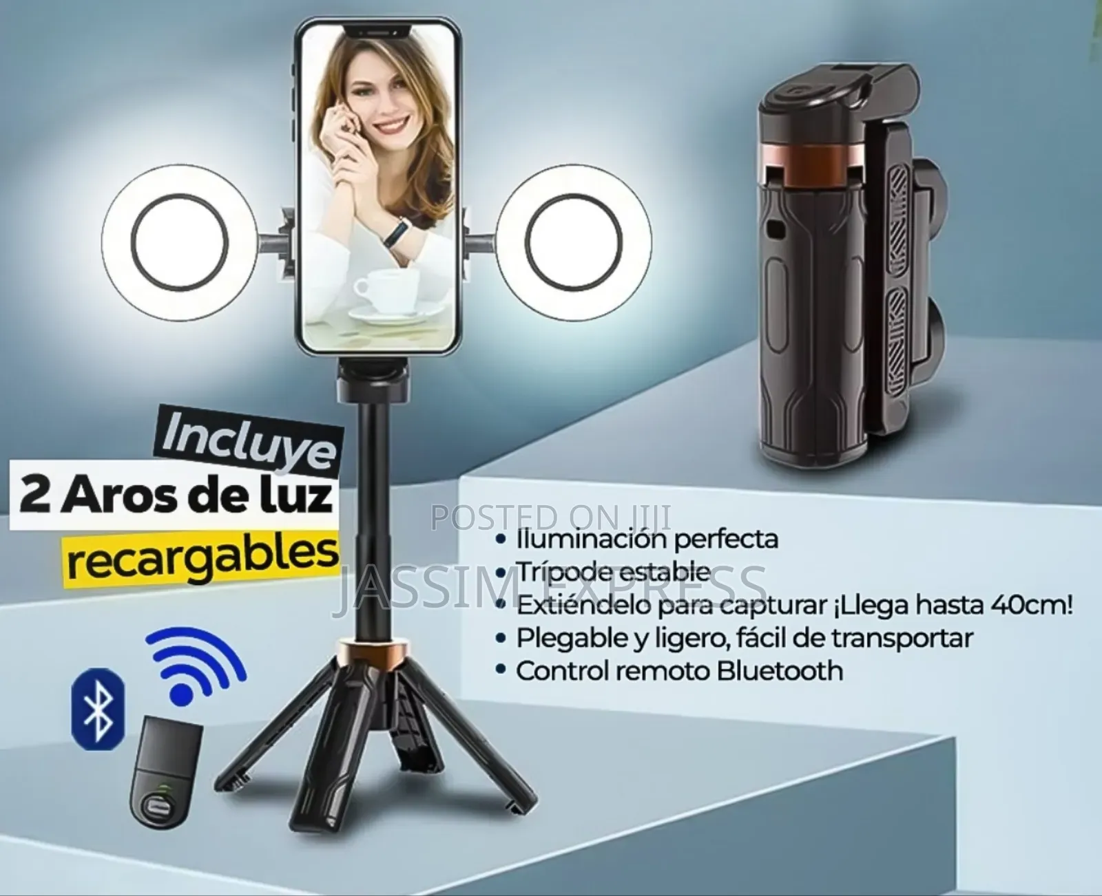 Mini ለlive የሚሆን Selfi Stick የራሱ Light ያለው (For Tiktok Youtube )