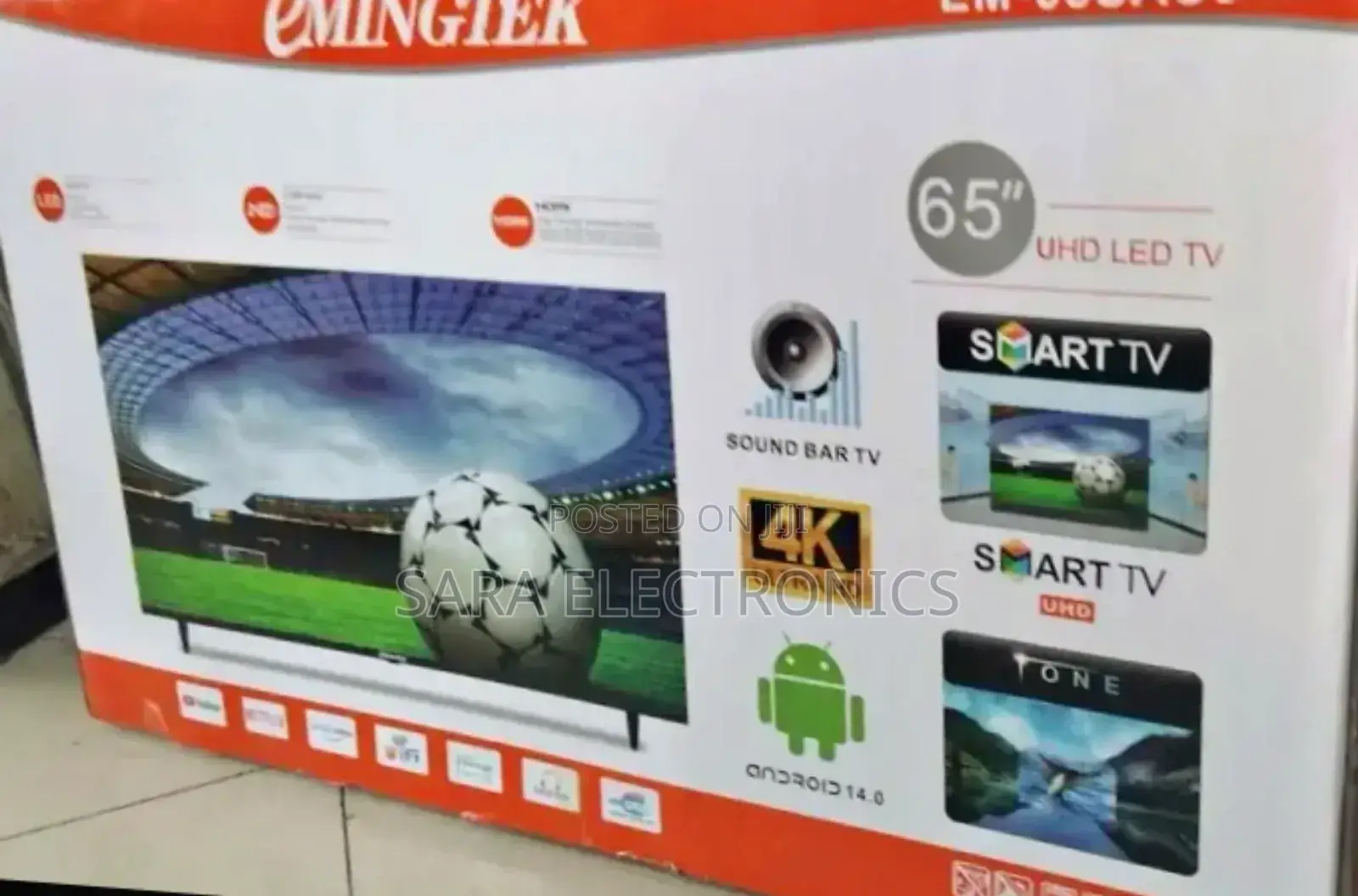 E-mingtek 65" Single Screen Tv Free Delivery 10 Years Warranty
