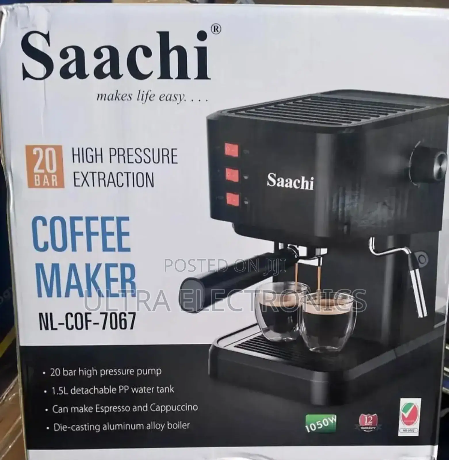 Saachi Espresso Coffee Maker Steam Pressure: 20 Bar