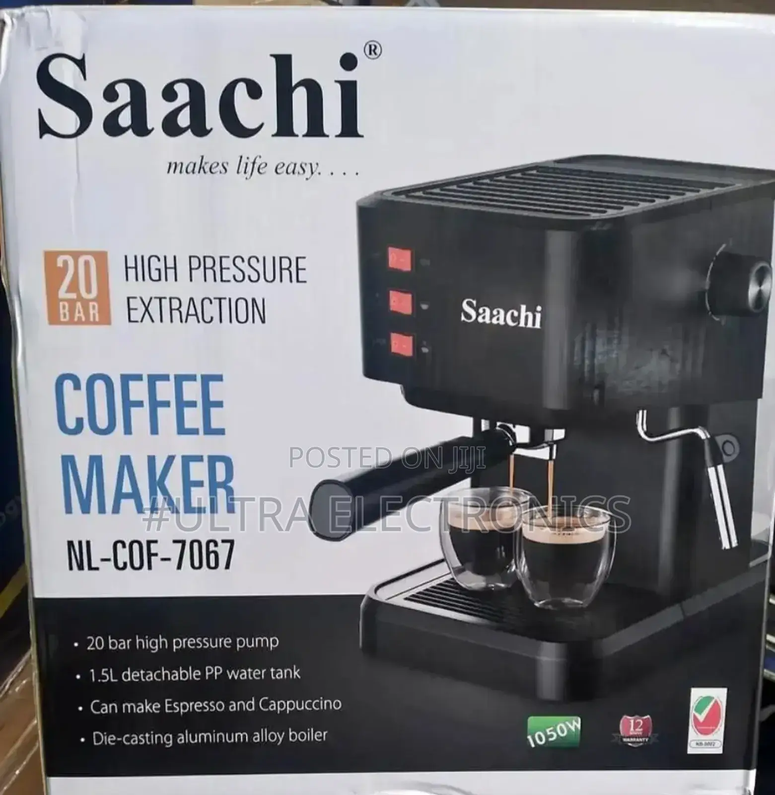 Saachi Espresso Coffee Maker Steam Pressure: 20 Bar