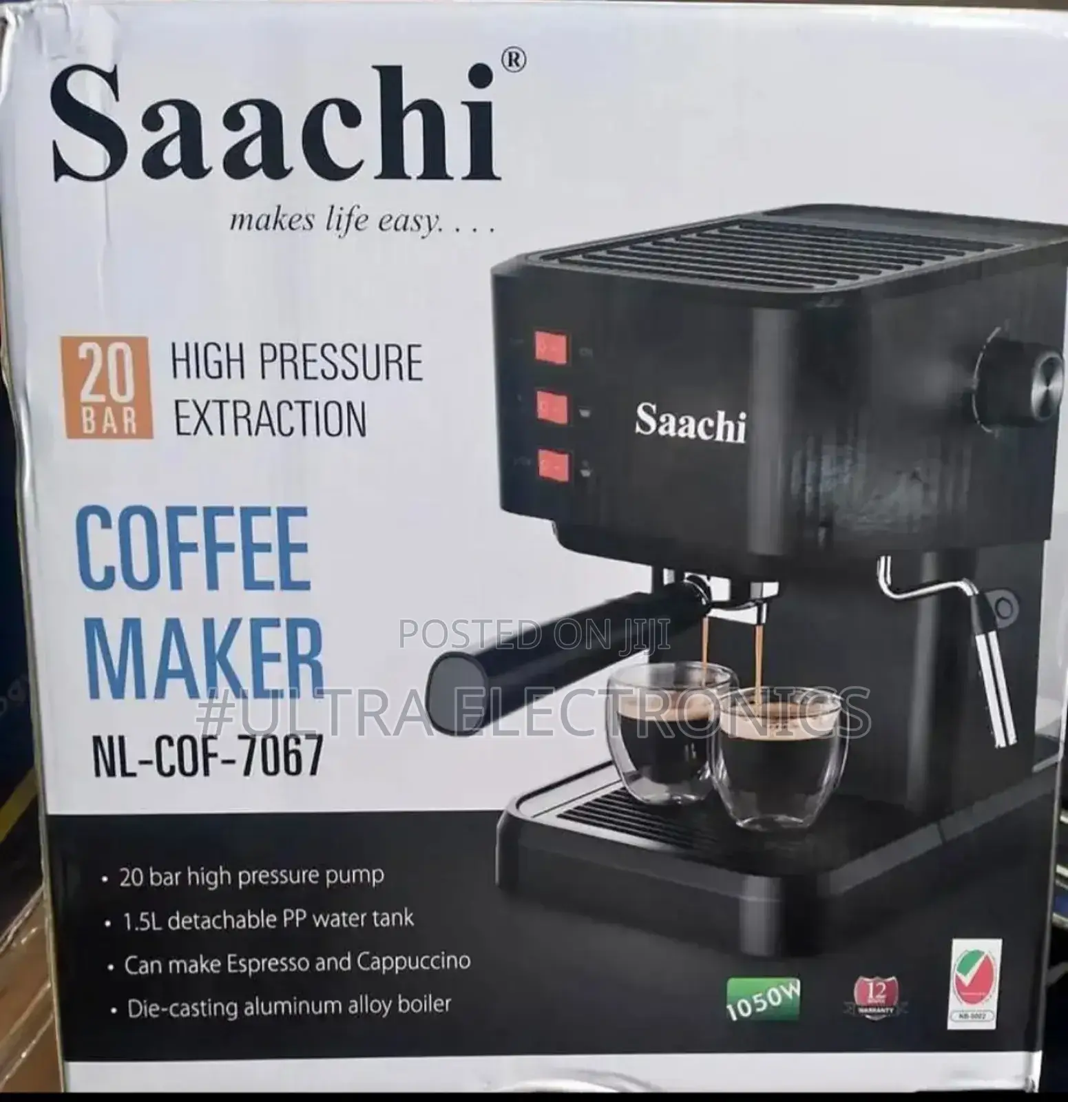 Saachi Espresso Coffee Maker Steam Pressure: 20 Bar