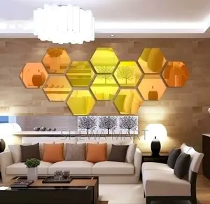 Photo - Removable Geometric Mirror Wall Stickers- Solid Hexagonal Shape Diy