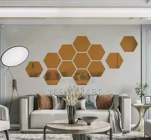Photo - Removable Geometric Mirror Wall Stickers- Solid Hexagonal Shape Diy