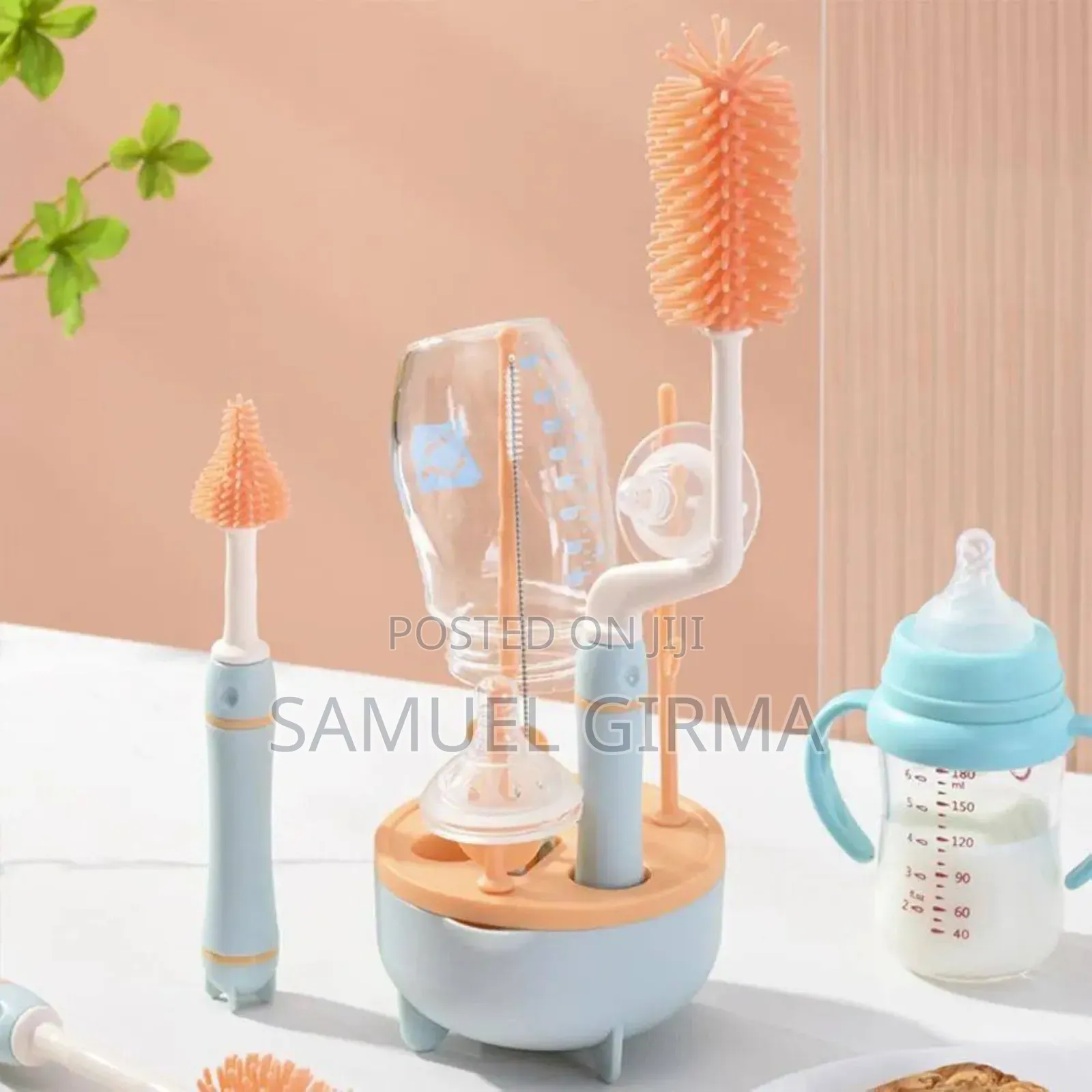 Homies Silicone Baby Milk Bottle Brush With Stand Long Handle Cleaning