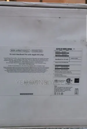 New Laptop Apple MacBook Pro 2023 M3 14-Inch 8GB Apple M3 SSD 512GB