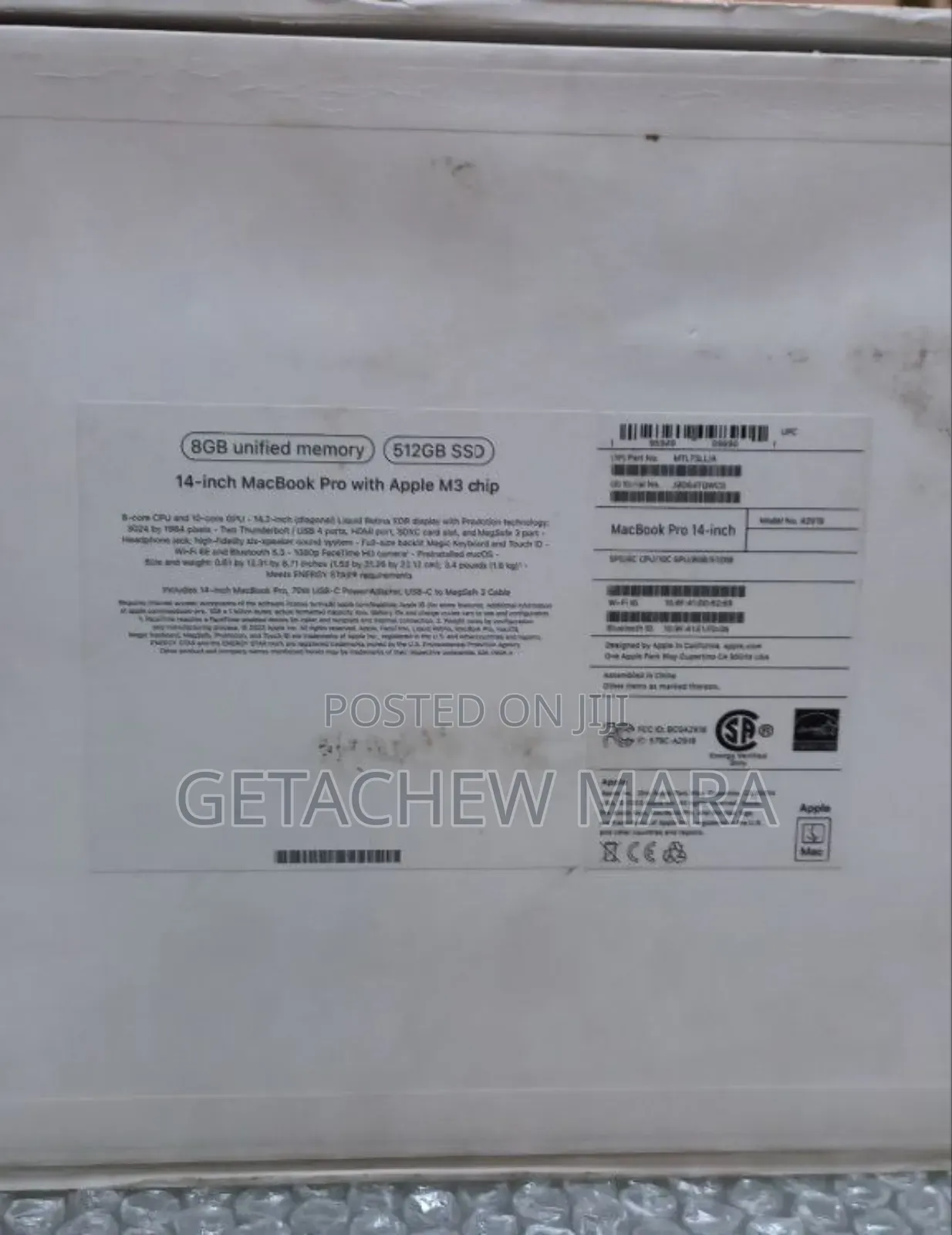 New Laptop Apple MacBook Pro M1 8GB Intel Core M3 SSD 512GB