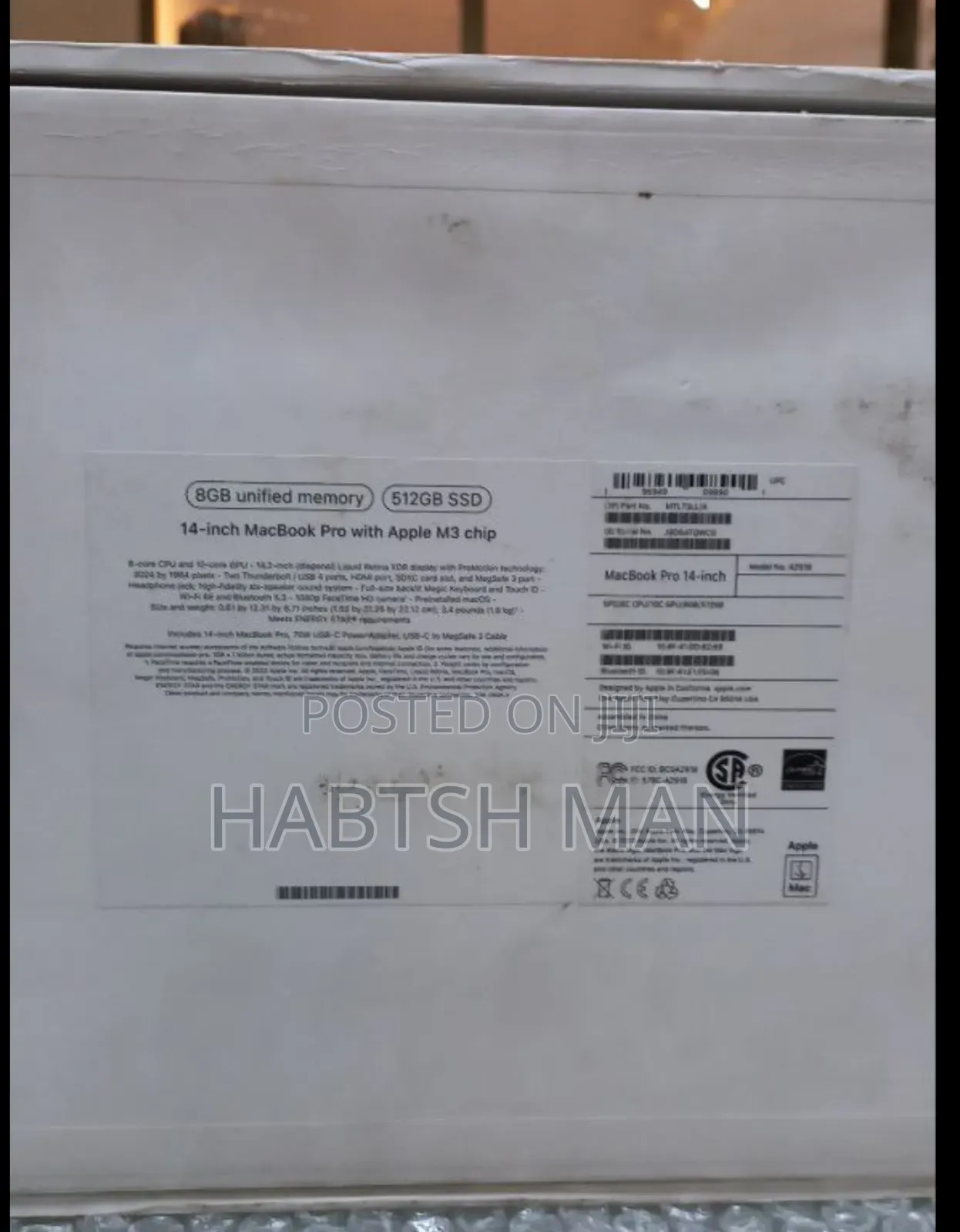 New Laptop Apple MacBook Pro 2024 M3 14-inch 8GB Apple M4 SSD 512GB