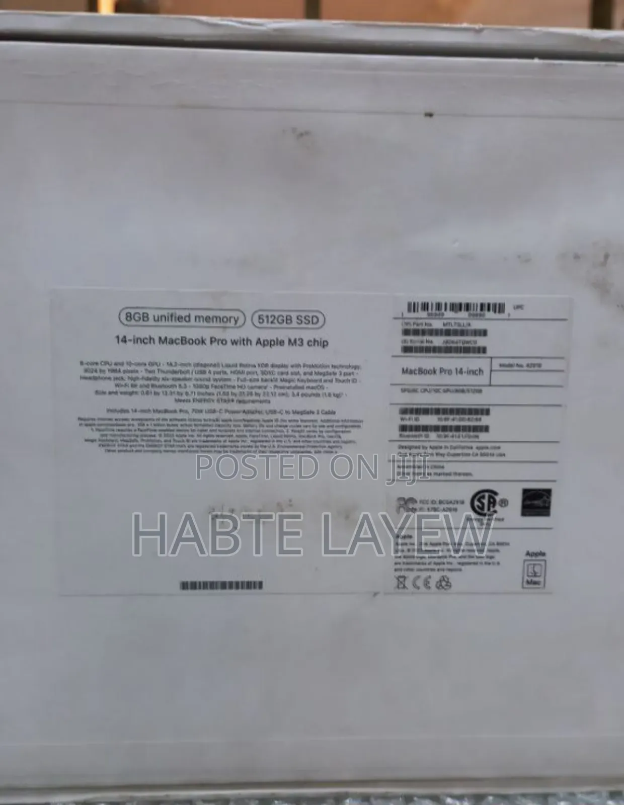 New Laptop Apple MacBook 8GB Apple M3 SSD 512GB