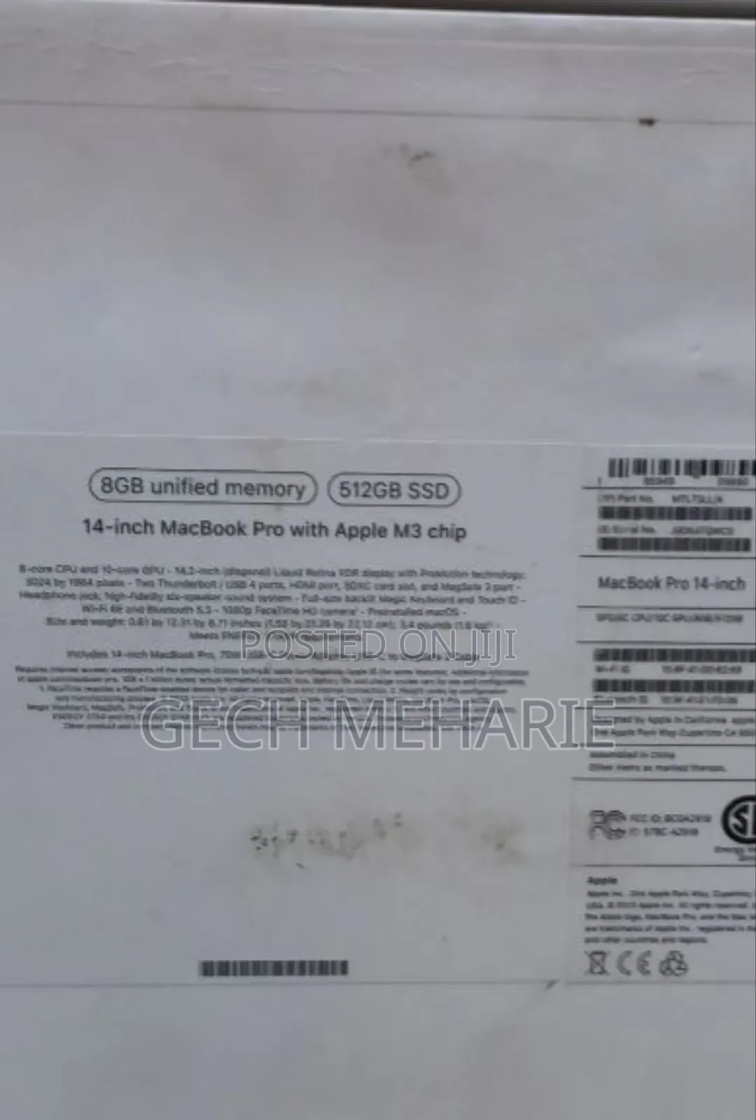 New Laptop Apple MacBook Pro 2023 M3 14-Inch 8GB Apple M3 Pro SSD 512GB