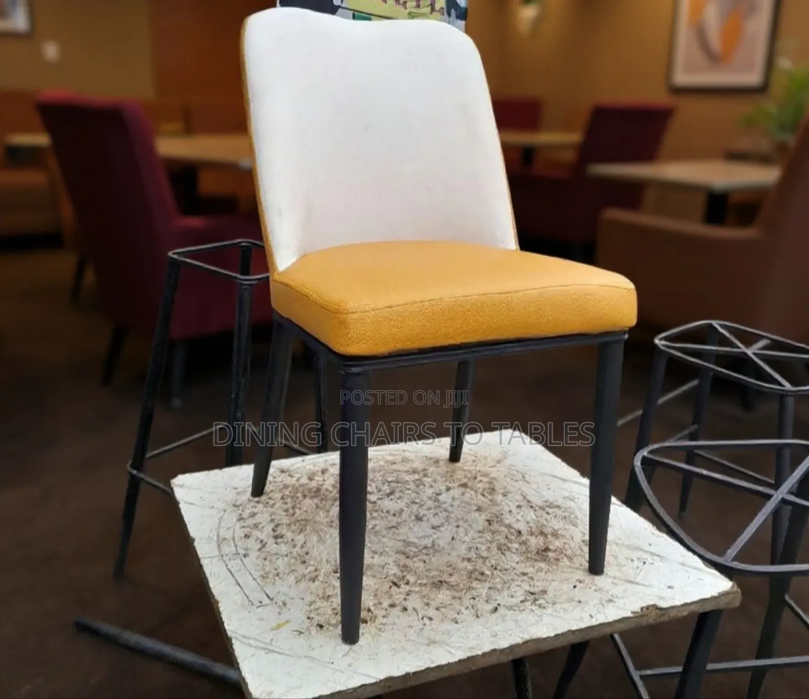 A Modern Quality Leather With Metal Legs Chairs