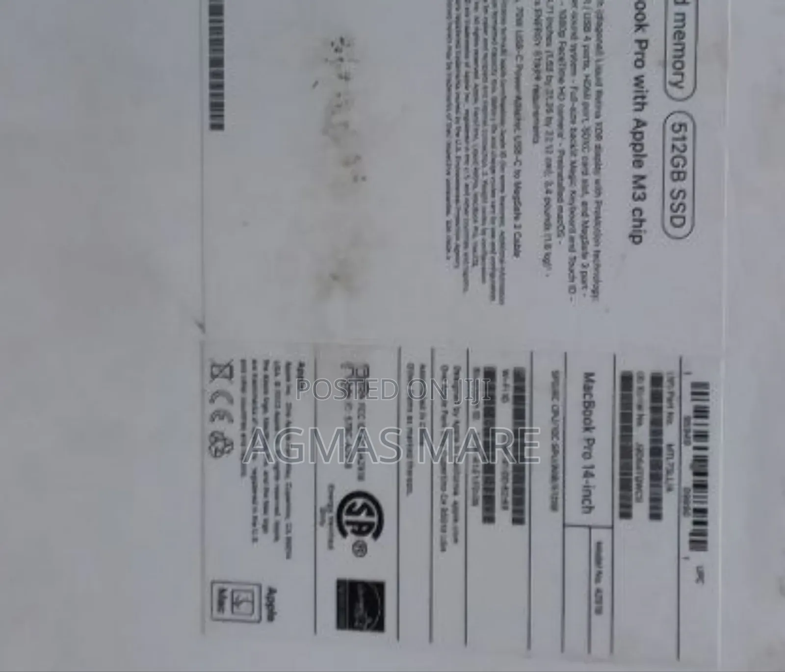 New Laptop Apple MacBook Pro 2023 M3 14-Inch 8GB Apple M3 SSD 512GB