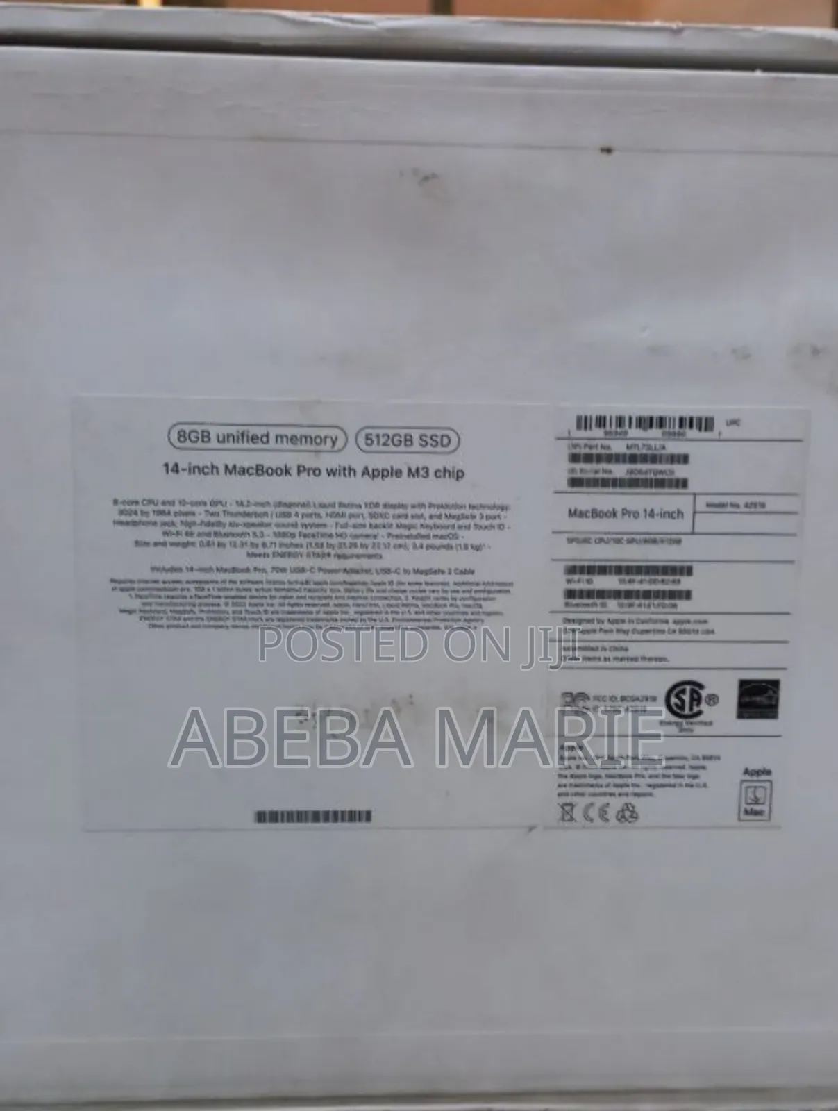 New Laptop Apple MacBook Pro M1 8GB Apple M1 Pro SSD 512GB