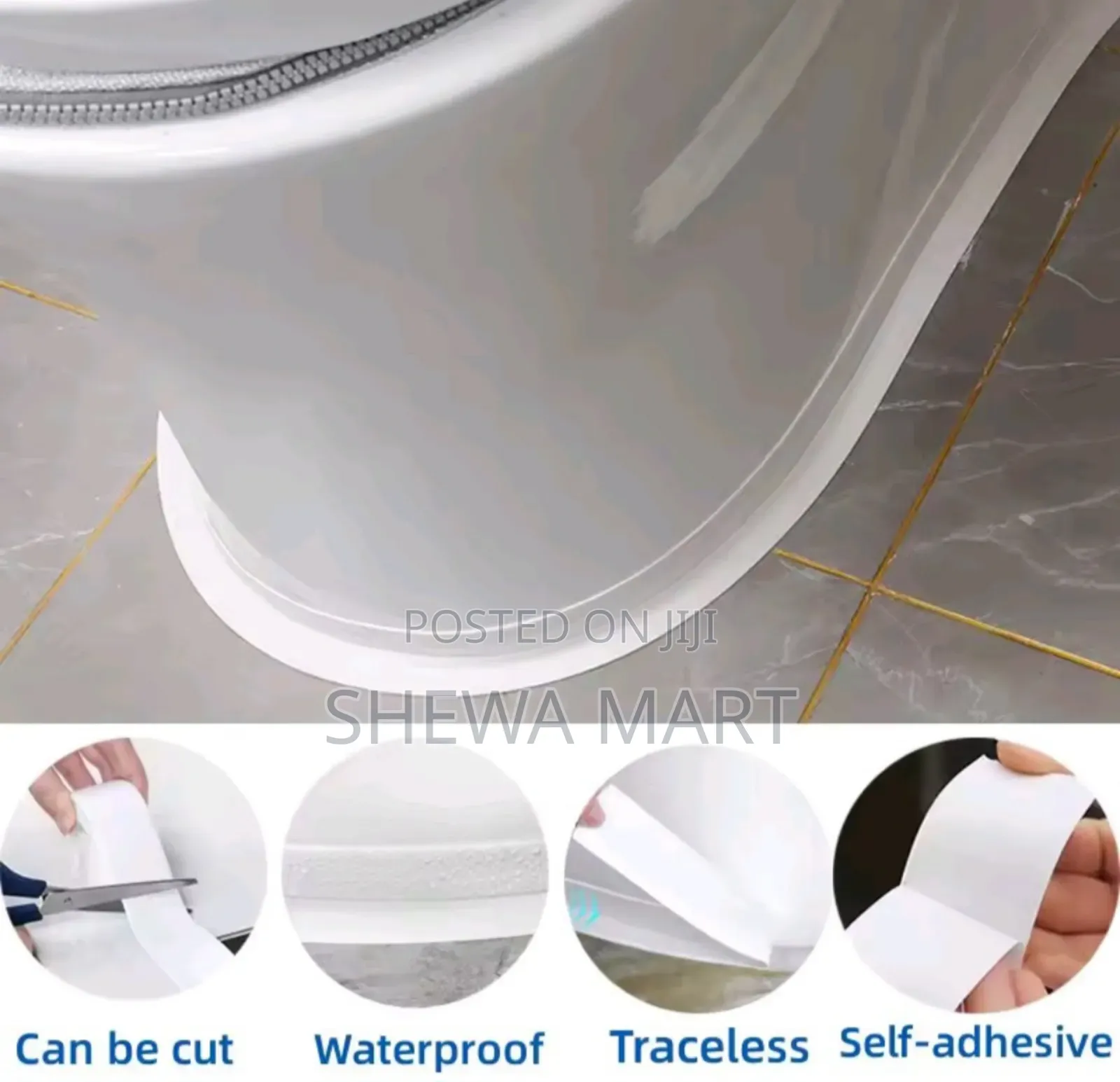 Shower Bath Sealing Tape Strips PVC Self Adhesive Waterproof Wall Stic