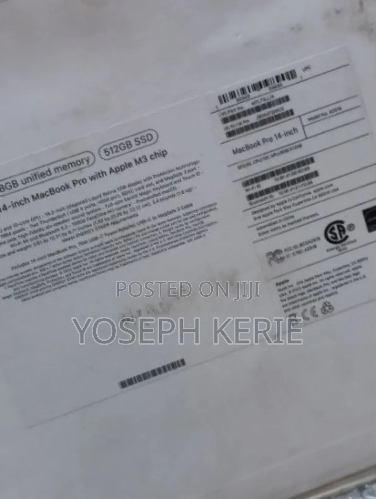 New Laptop Apple MacBook Pro 2023 M3 14-Inch 8GB Apple M3 Pro SSD 512GB