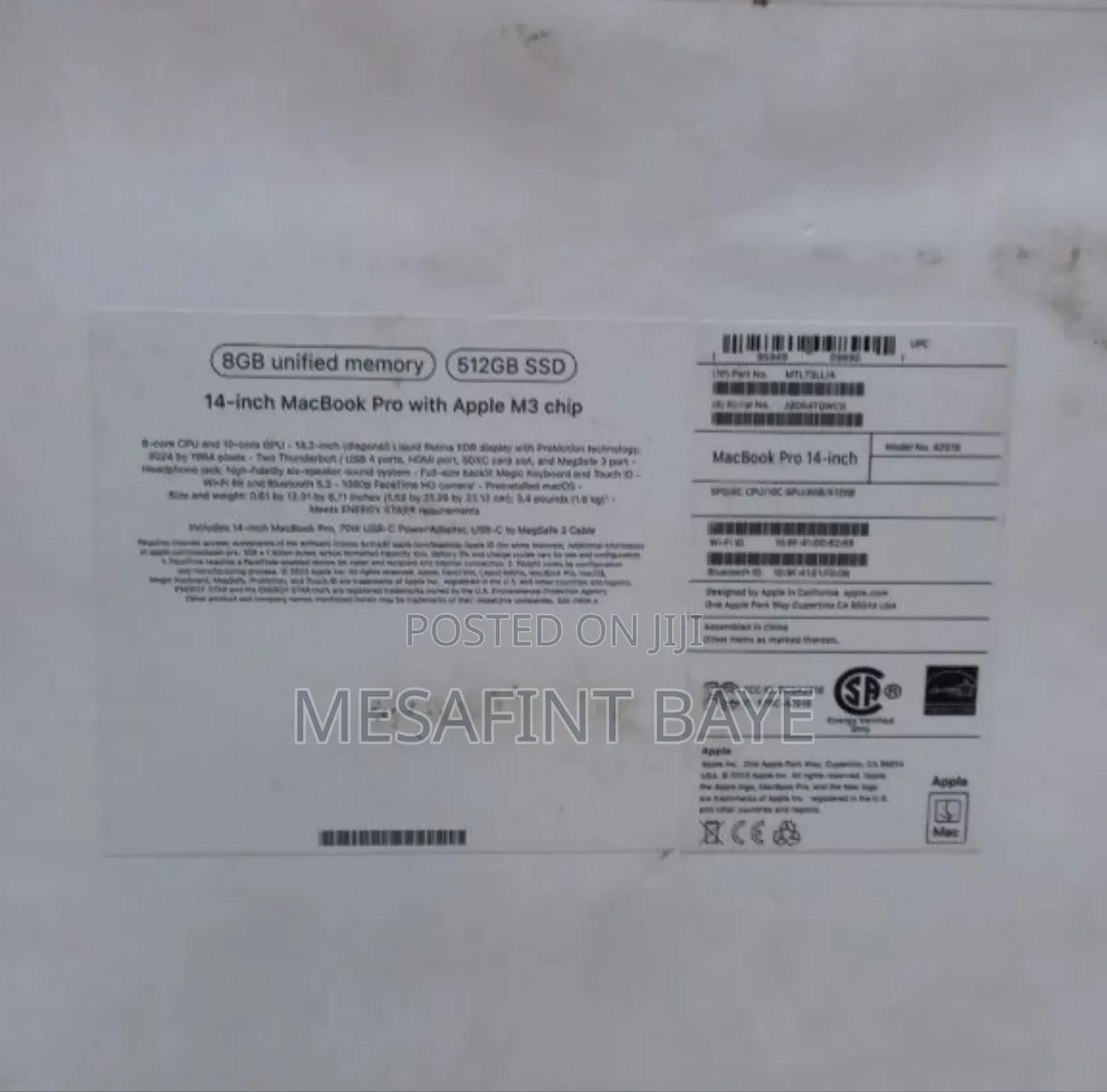 New Apple MacBook Pro 2023 M3 14-Inch 8GB Intel Core M3 SSD 512GB