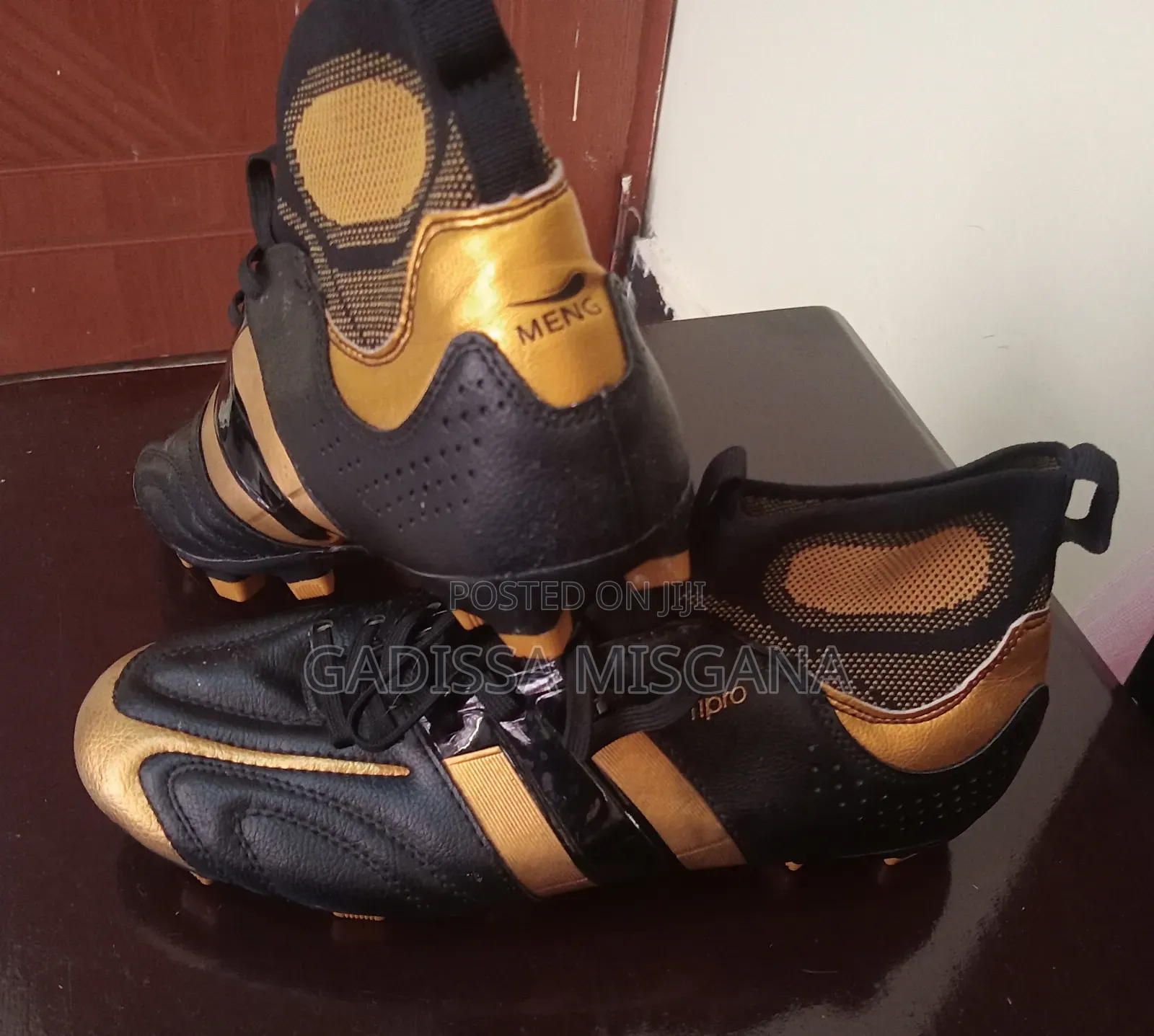 Black Gold Football Boots – Meng 11pro Style, Firm Ground Cleats