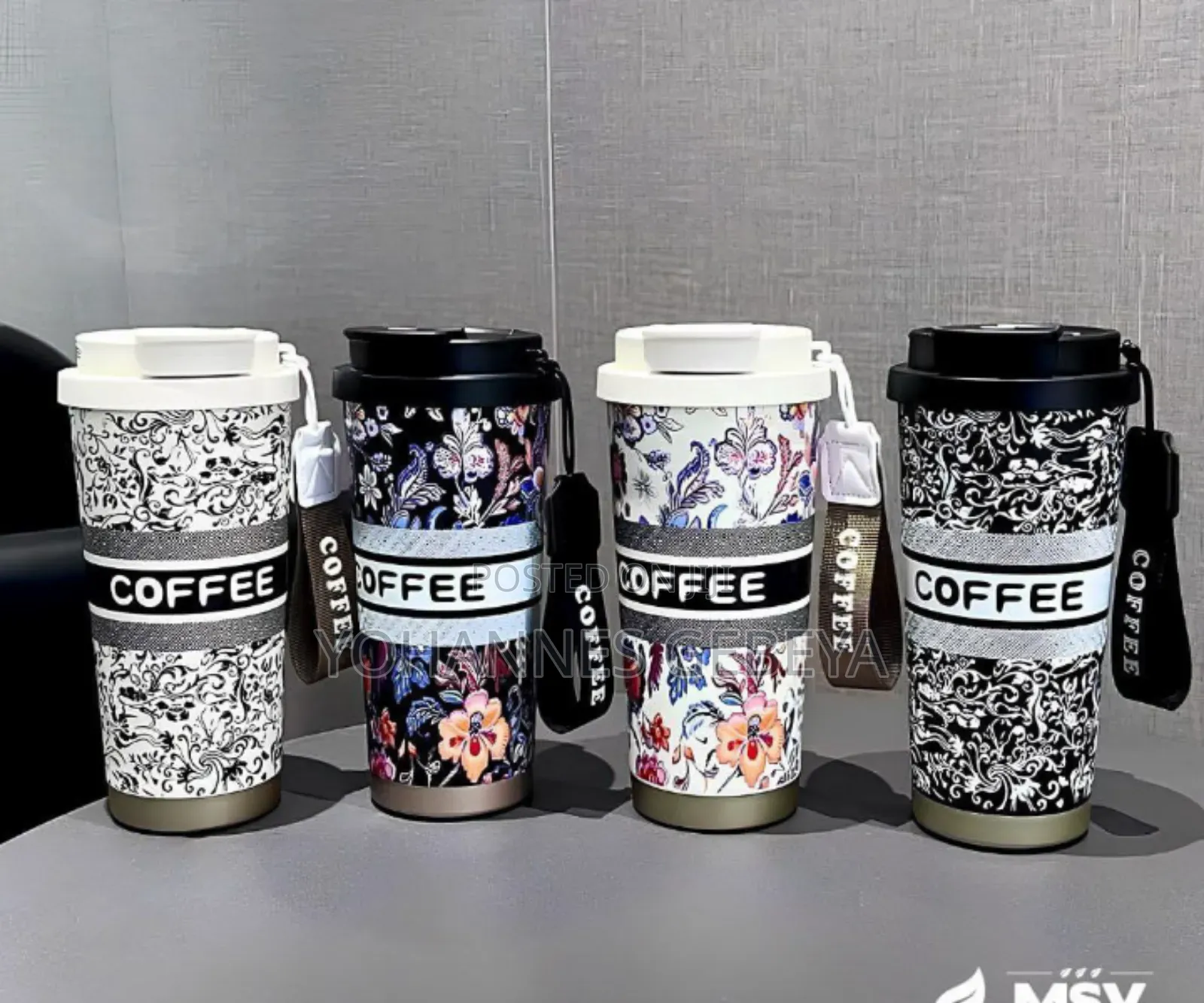 Stainless Still Coffee Mug With Straw