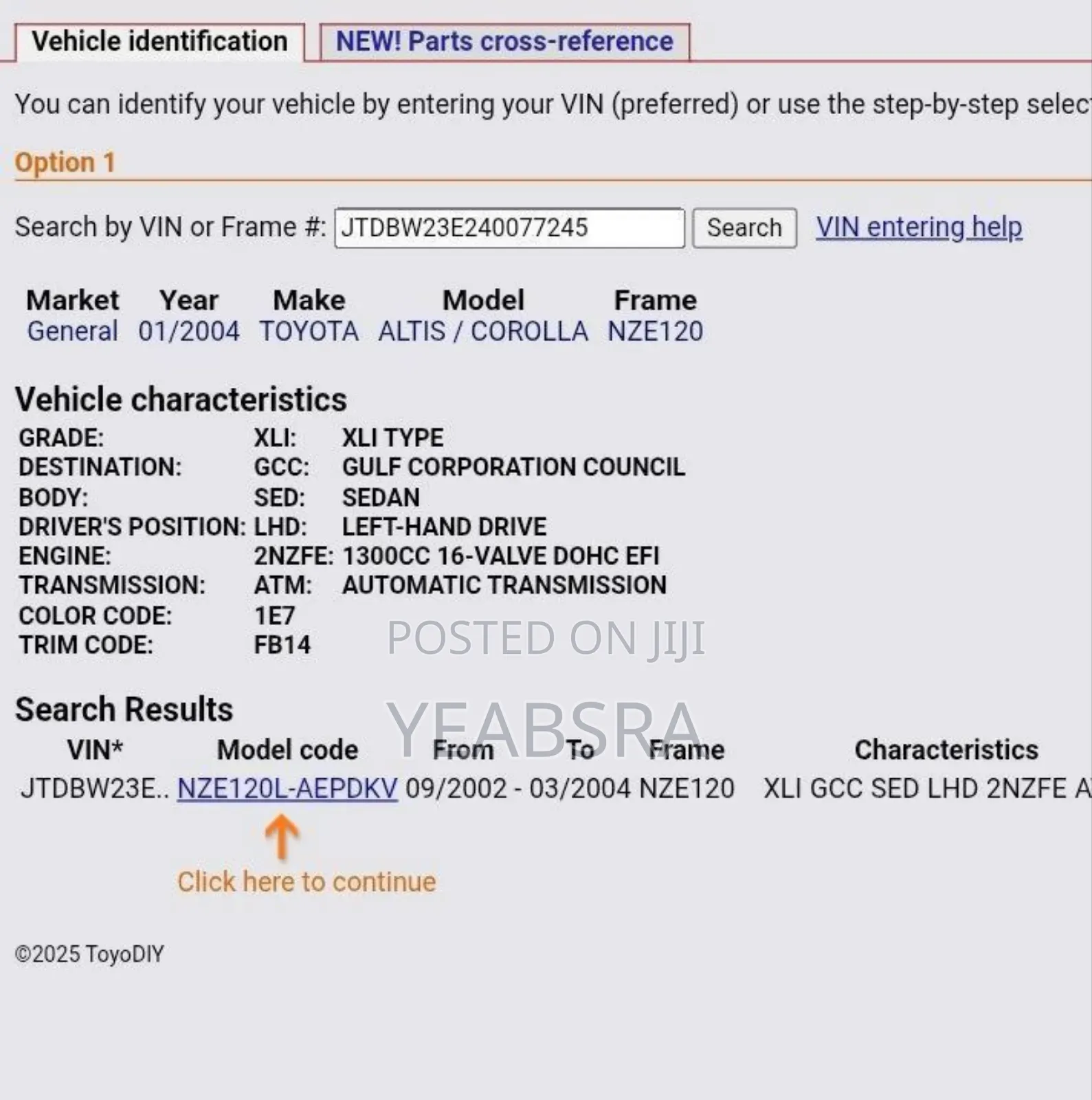 Toyota Corolla 2004 Gold