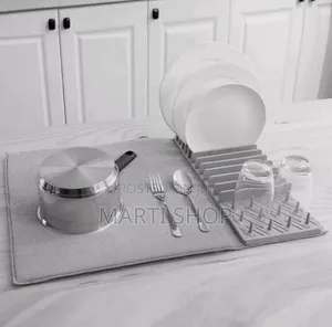 Dish Drying Rack With A Drying Mat.