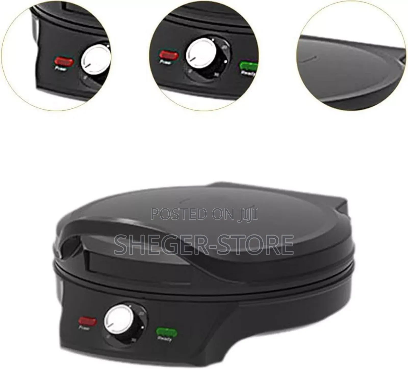 Sokanypizza Maker 2000watt ከላይም ከታችም ሙቀት ያለው ሲሆን በሁለቱም በኩል መጠቀም ያስችላል