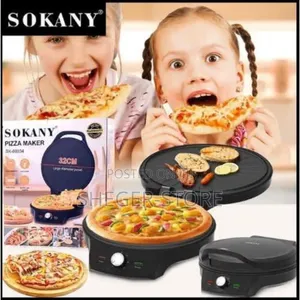 Sokanypizza Maker 2000watt ከላይም ከታችም ሙቀት ያለው ሲሆን በሁለቱም በኩል መጠቀም ያስችላል