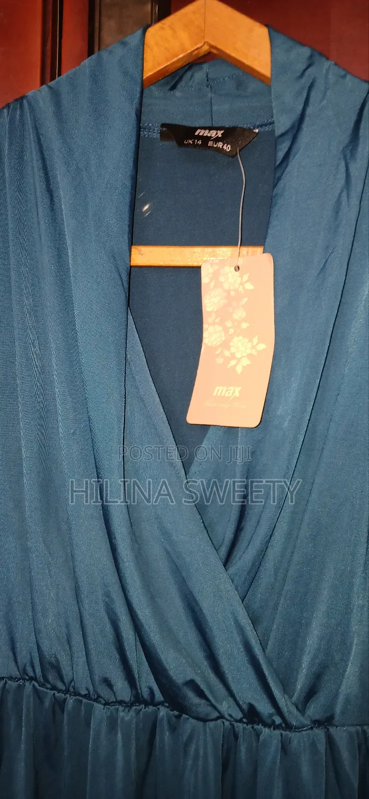 Maternity Short-Sleeve Ruched Waist Dress Faux Wrap Maxi Dress